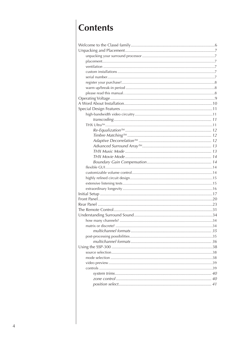 Classe Audio SSP-300 User Manual | Page 4 / 62