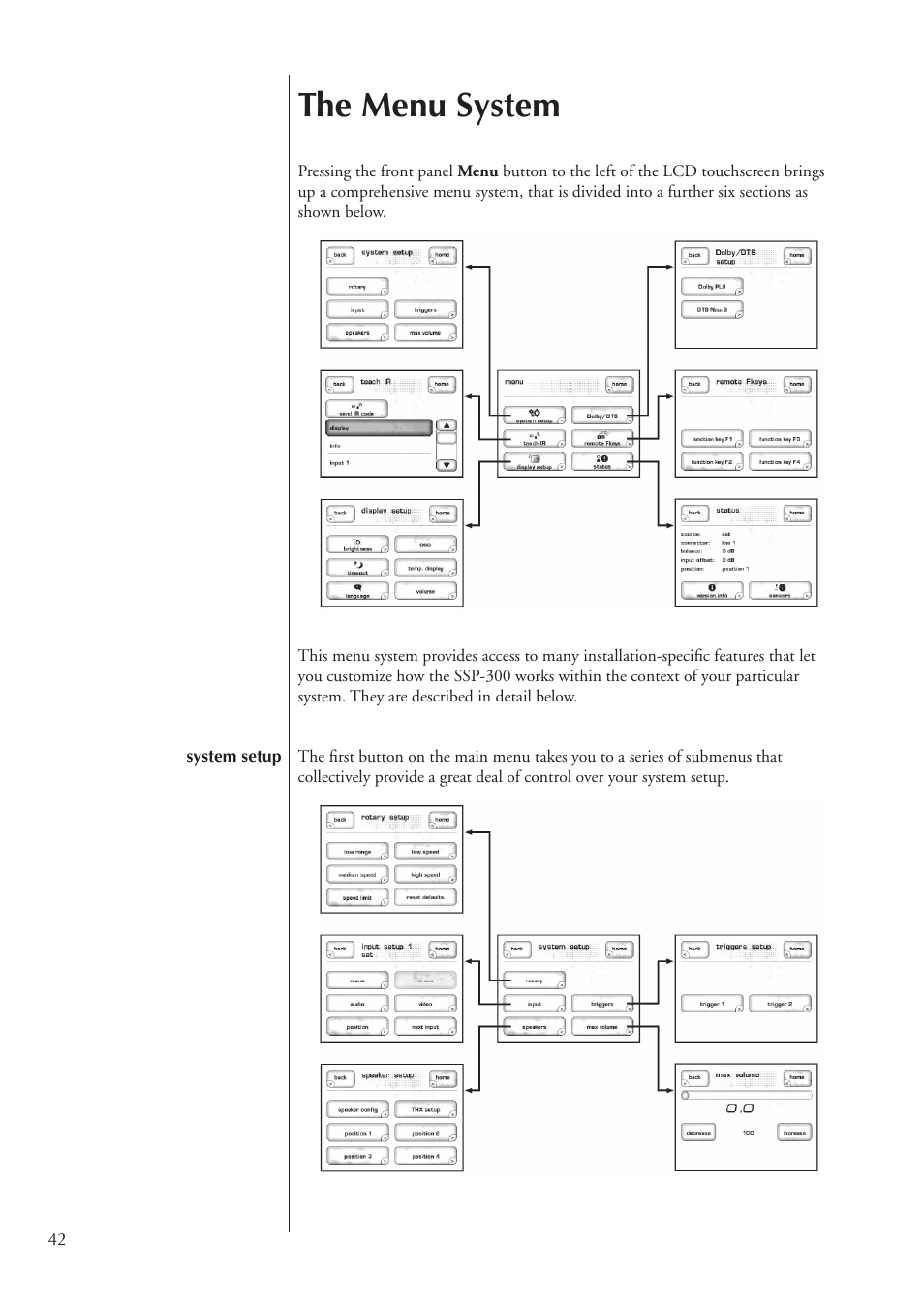 The menu system | Classe Audio SSP-300 User Manual | Page 42 / 62