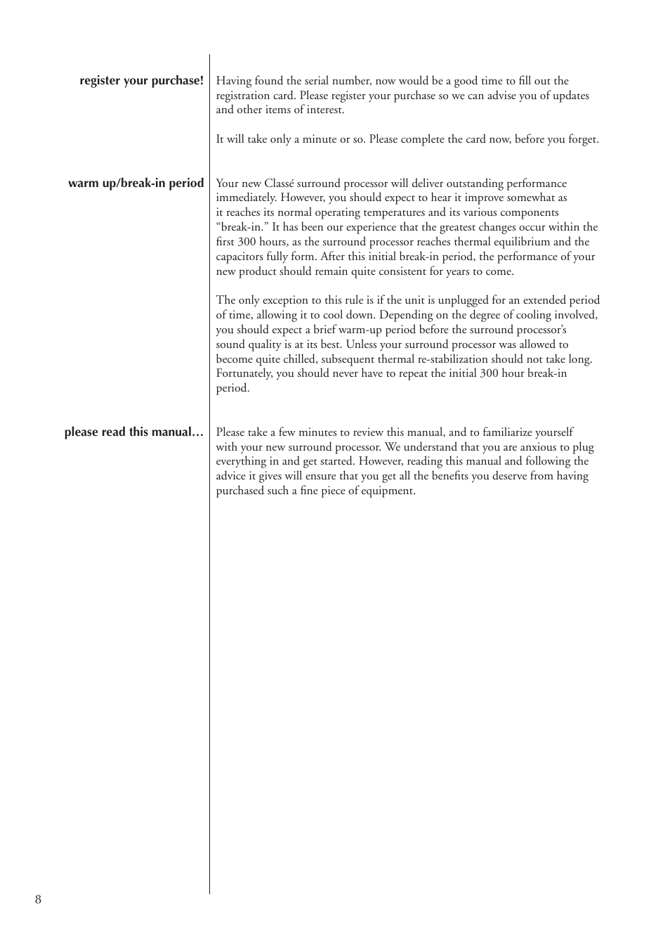 Classe Audio SSP-300 User Manual | Page 8 / 62