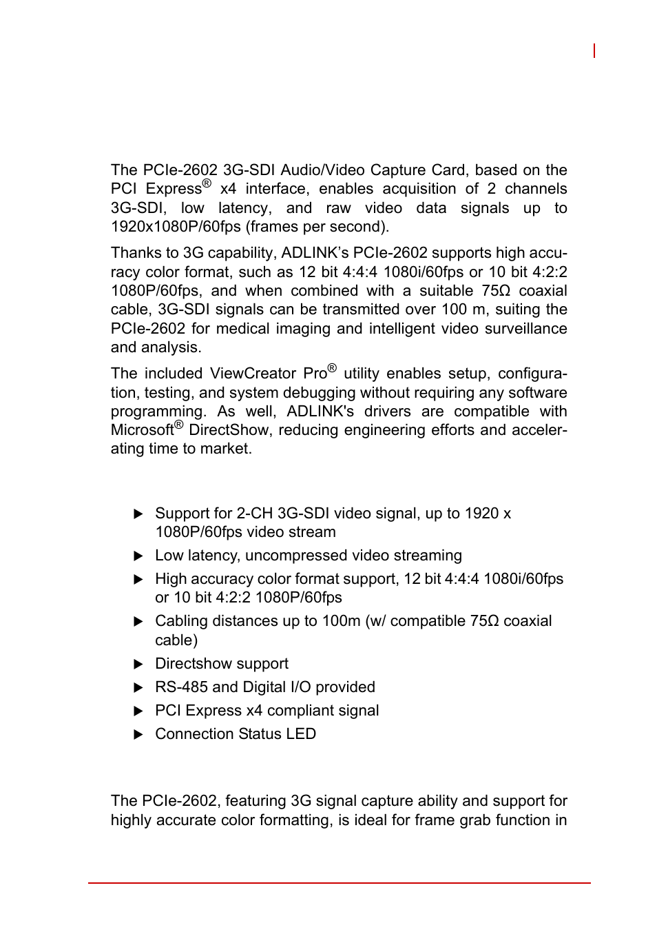 1 introduction, 1 overview, 2 features | 3 applications, Overview, Features, Applications, 1introduction | ADLINK PCIe-2602 User Manual | Page 11 / 88