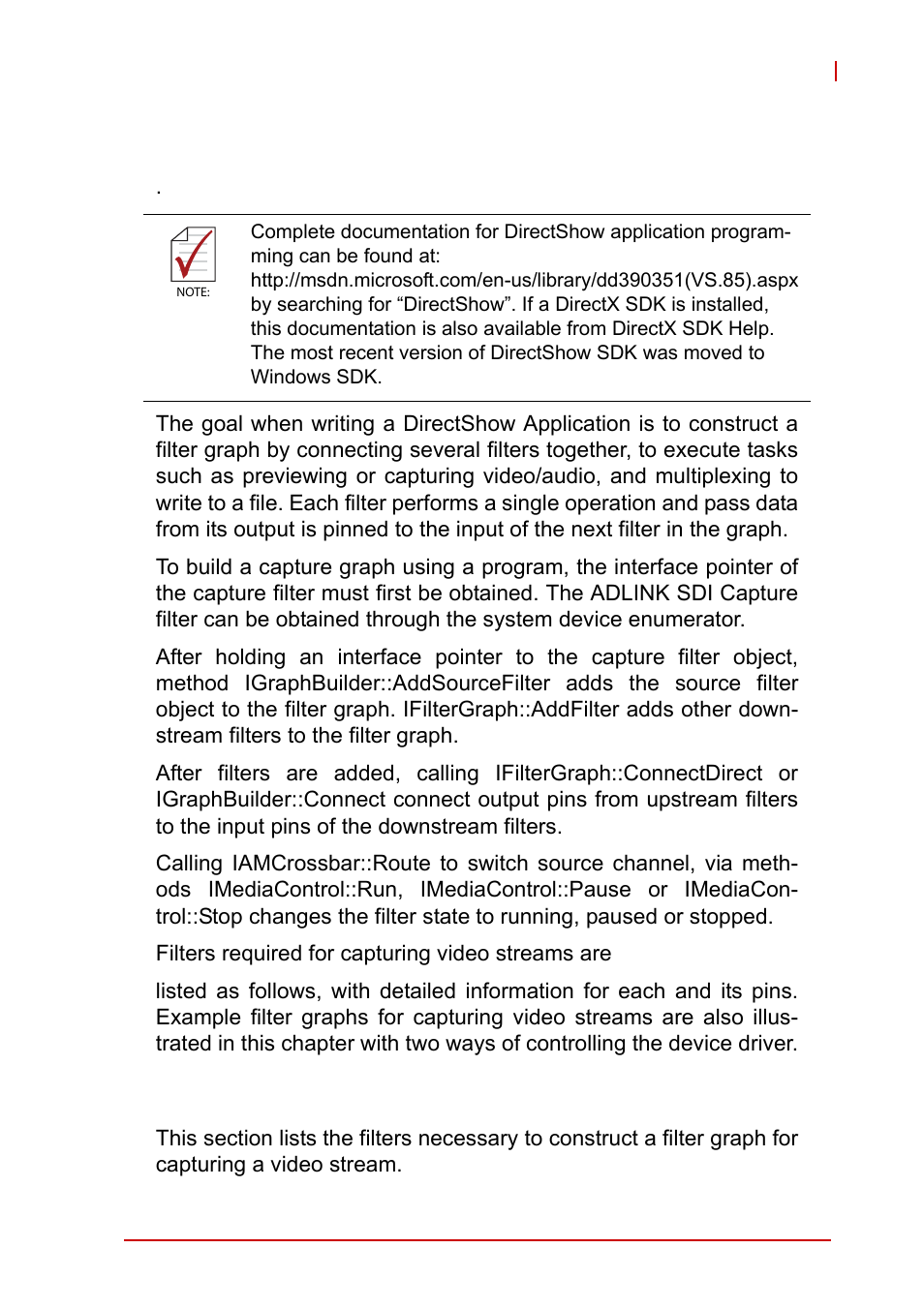 3 directshow programming guide, 1 filters, Filters | 3directshow programming guide | ADLINK PCIe-2602 User Manual | Page 63 / 88