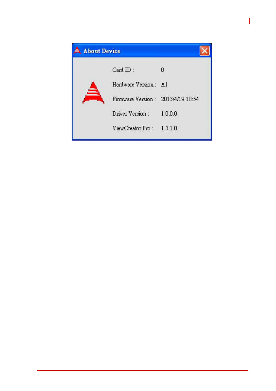 Figure a-6: about device dialog | ADLINK PCIe-2602 User Manual | Page 51 / 60
