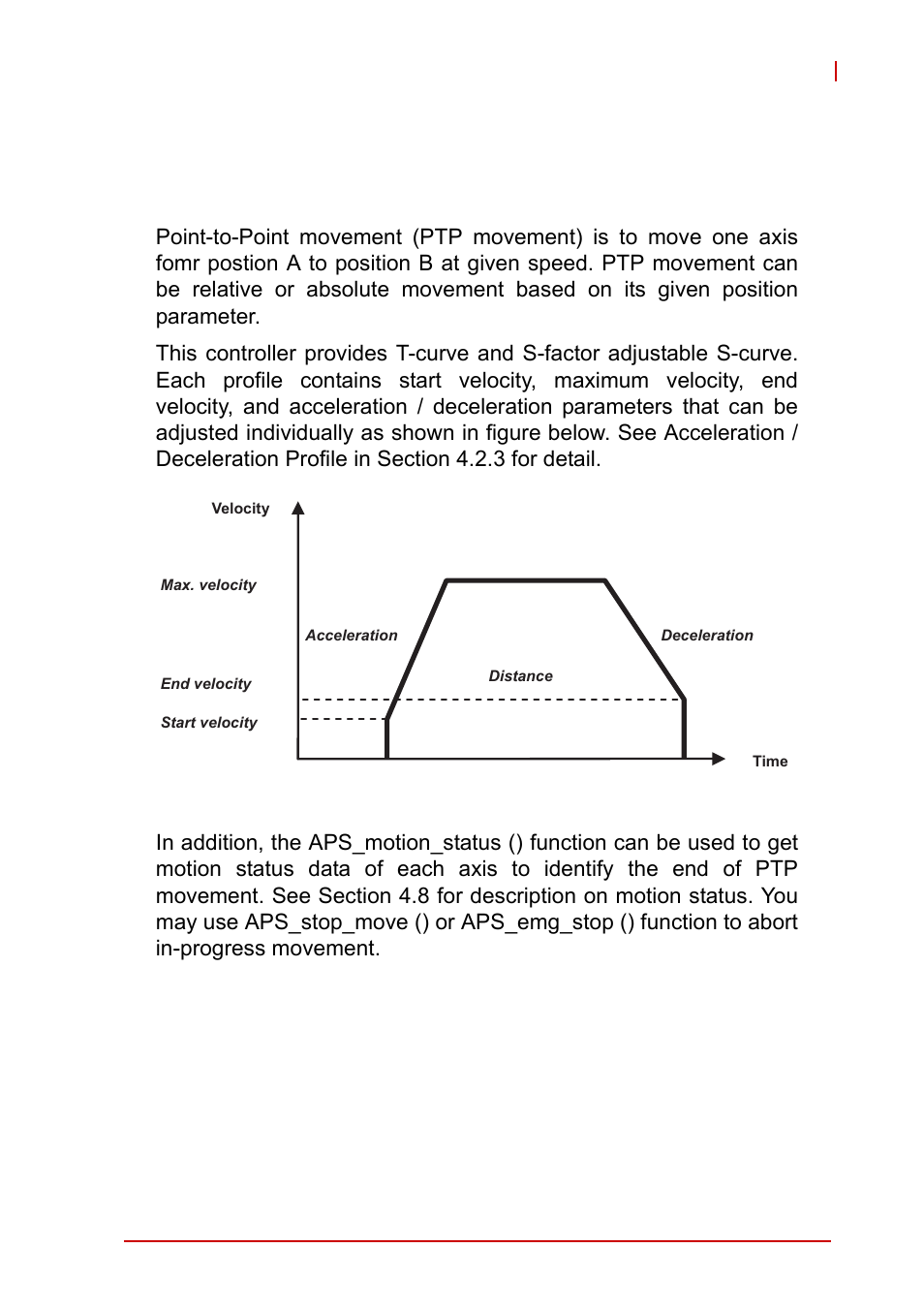 6 point-to-point move, 1 point-to-point move, Point-to-point move | Figure 4-19, T-curve v-t chart | ADLINK AMP-208C User Manual | Page 115 / 193