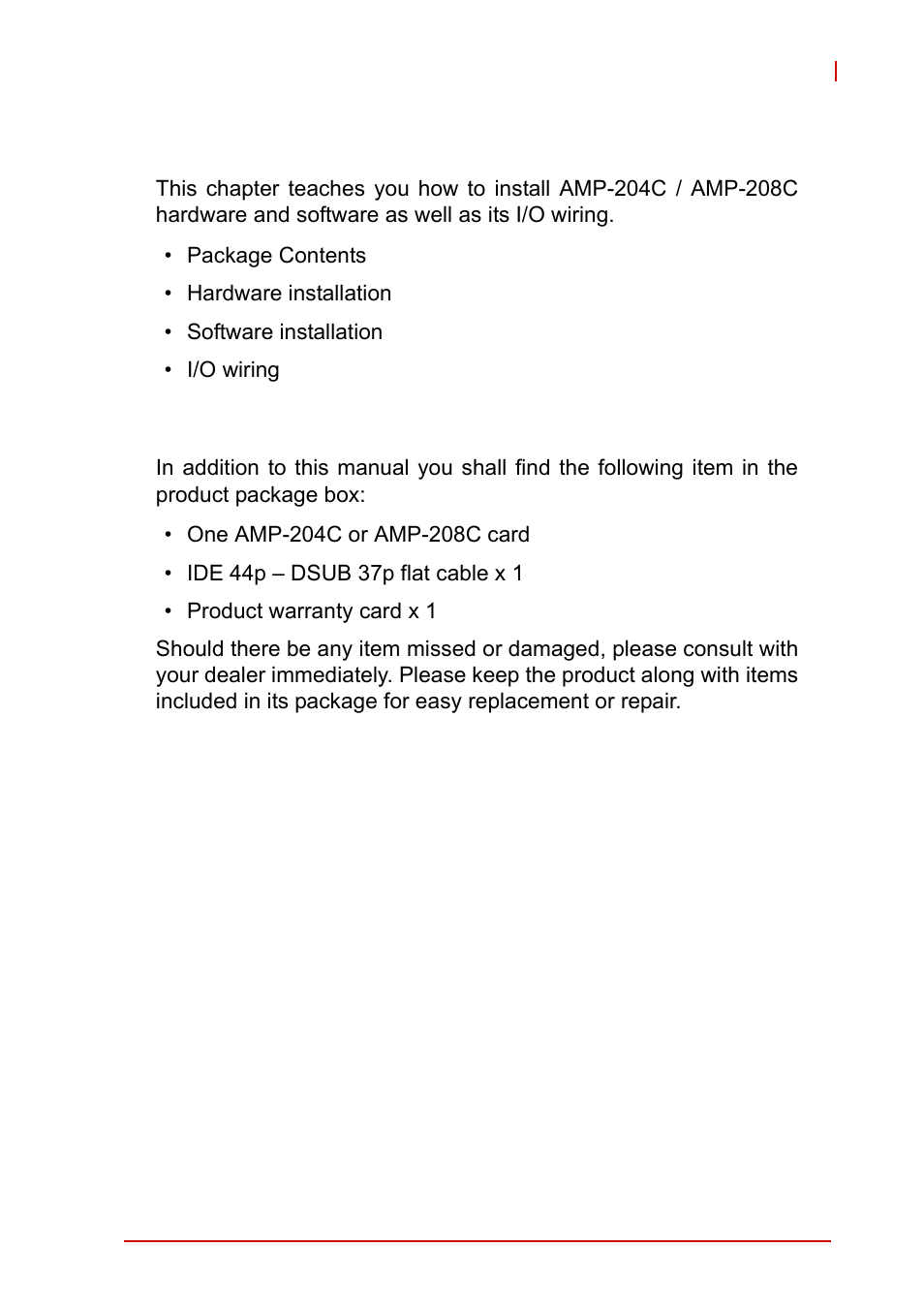 2 getting start with the installation, 1 package contents, Package contents | 2getting start with the installation | ADLINK AMP-208C User Manual | Page 23 / 193