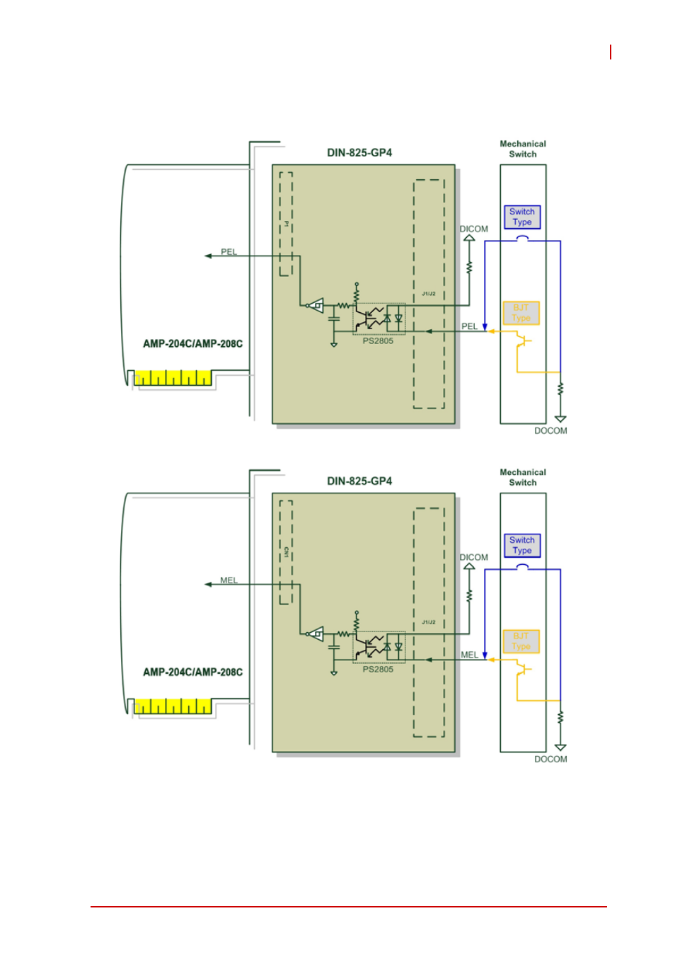 Figure 3-5, Mechanical limit switch signal connection example | ADLINK AMP-208C User Manual | Page 61 / 193