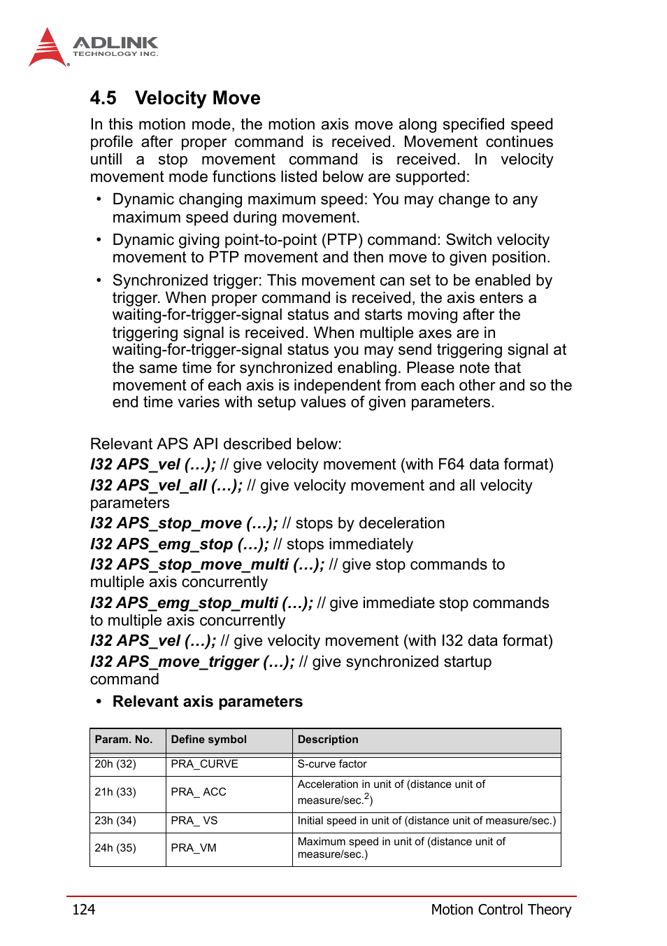 5 velocity move, Velocity move | ADLINK PCI-8258 User Manual | Page 138 / 226