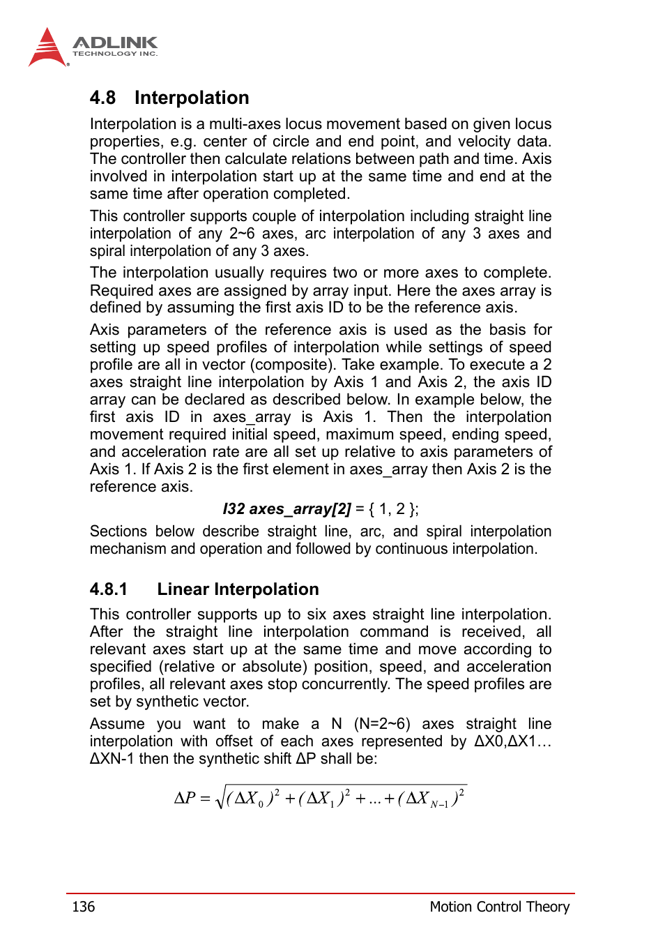 8 interpolation, 1 linear interpolation, Interpolation | Linear interpolation | ADLINK PCI-8258 User Manual | Page 150 / 226