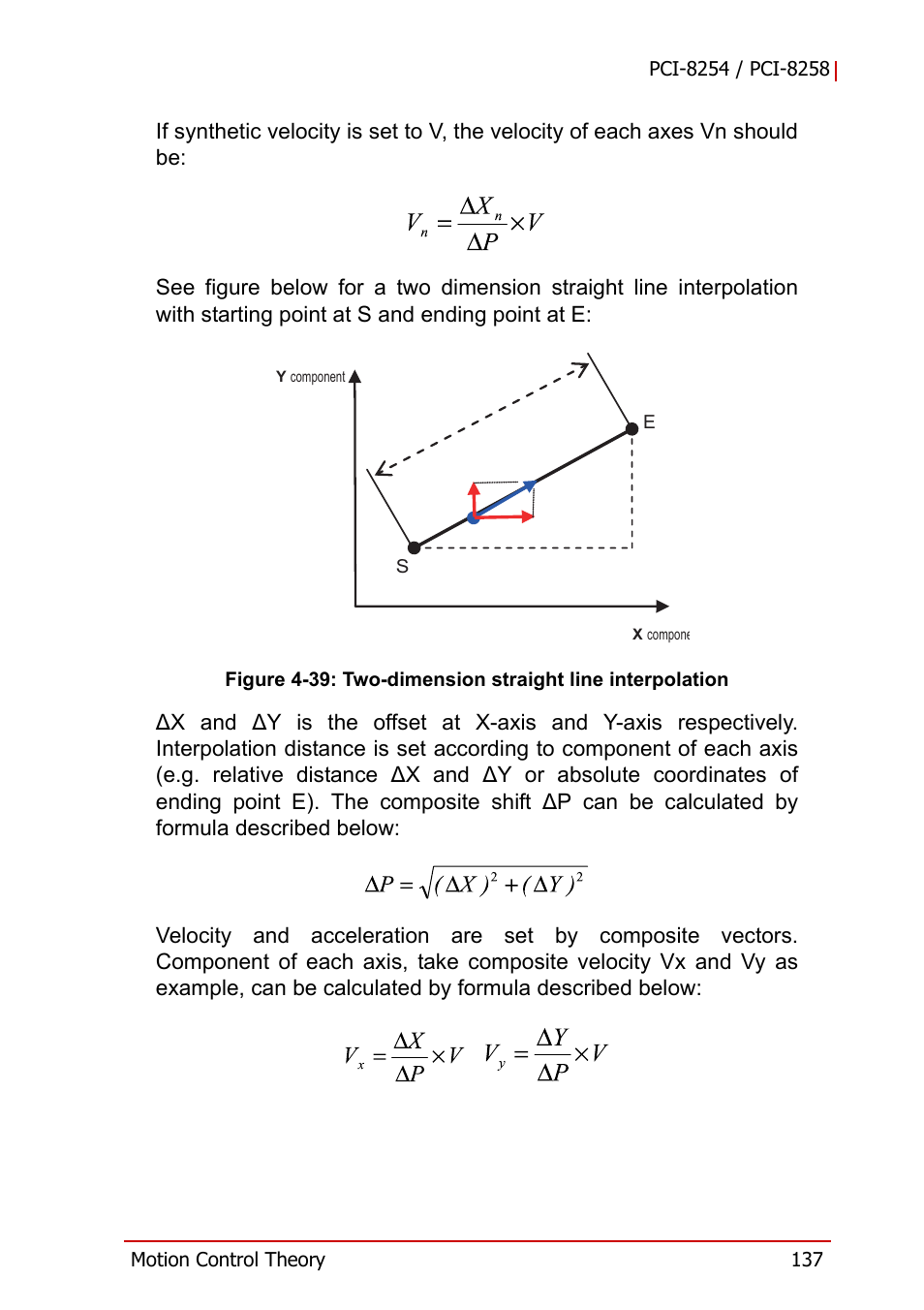 Figure 4-39, Two-dimension straight line interpolation | ADLINK PCI-8258 User Manual | Page 151 / 226