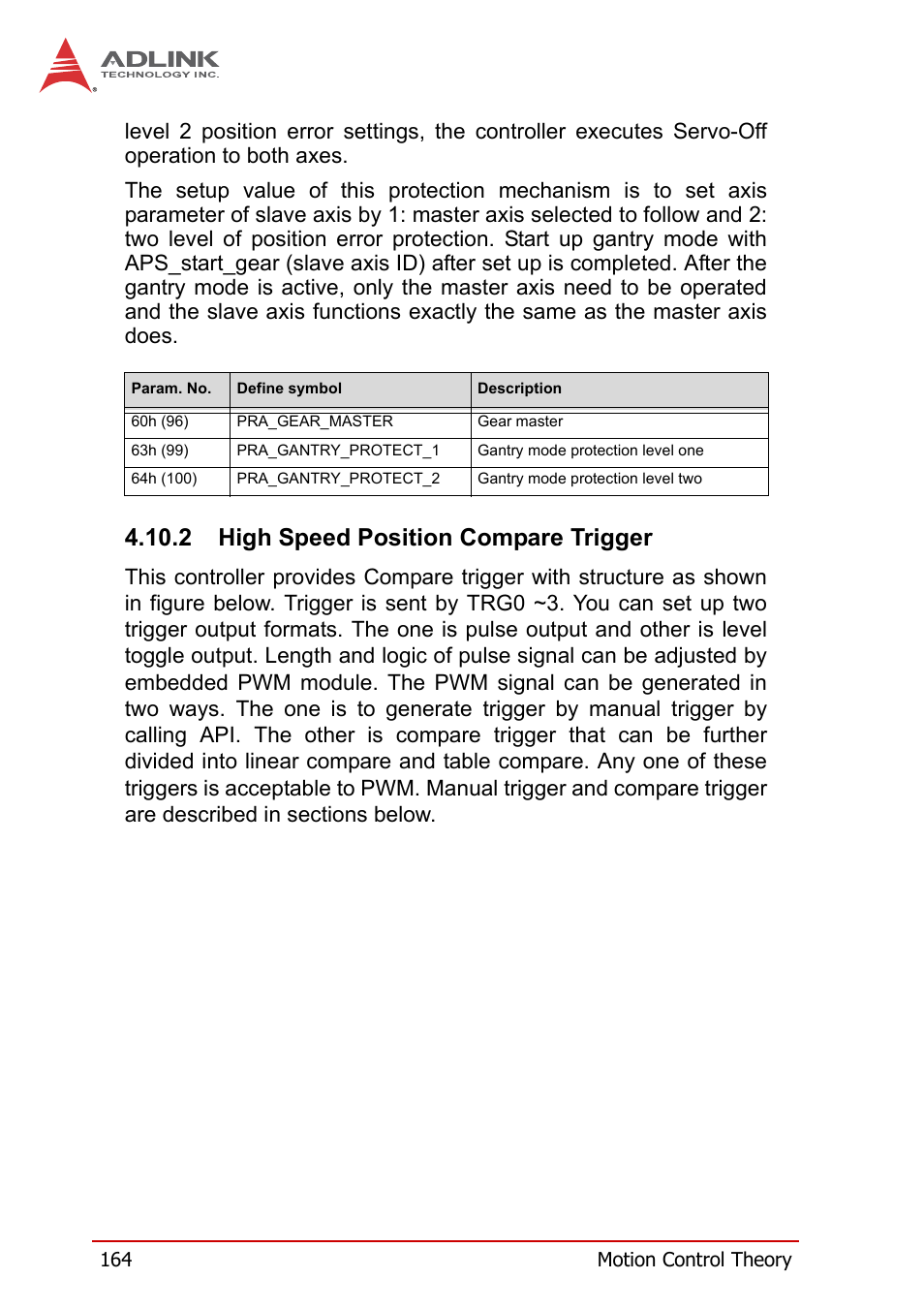 2 high speed position compare trigger, High speed position compare trigger | ADLINK PCI-8258 User Manual | Page 178 / 226