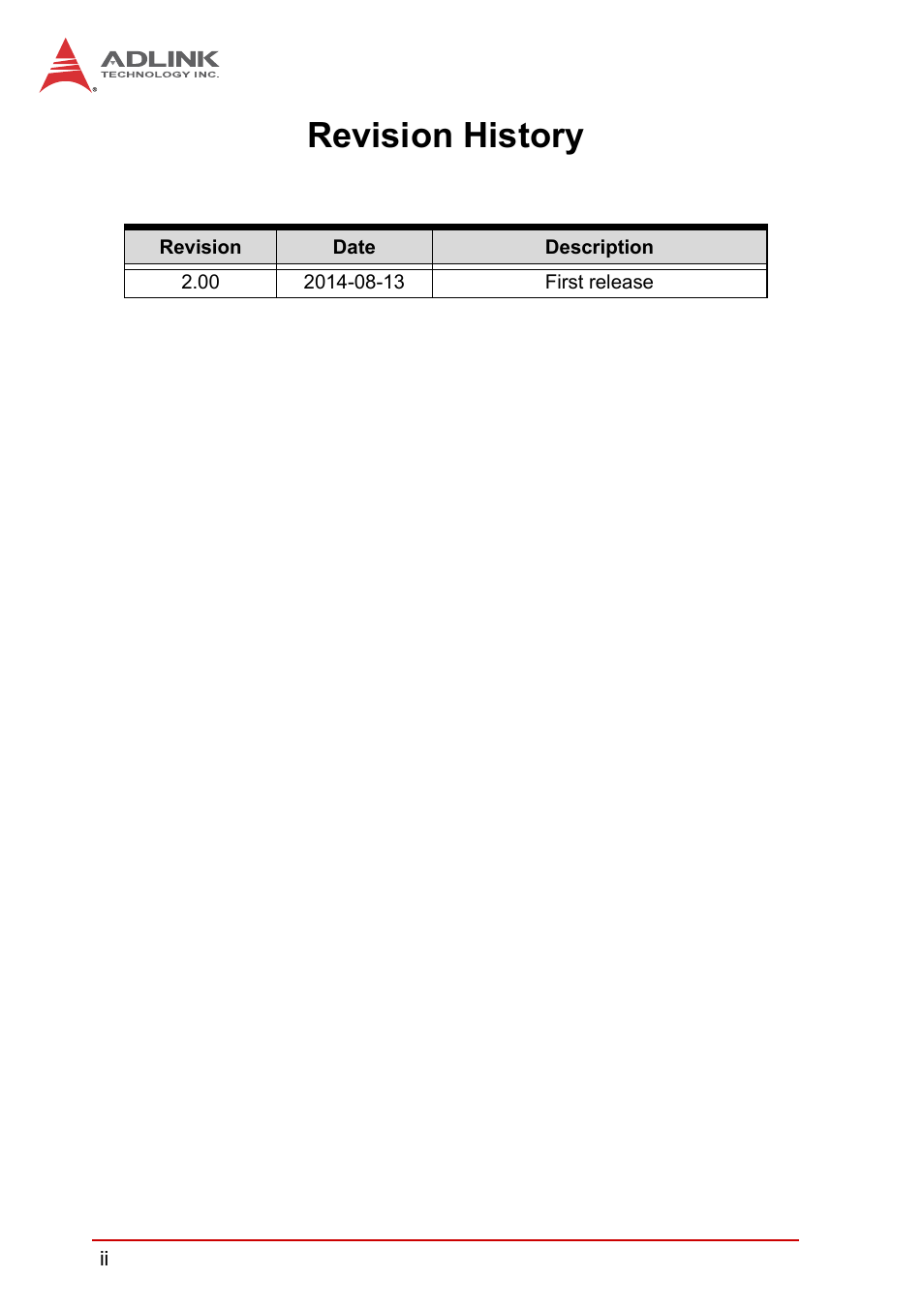Revision history | ADLINK PCI-8258 User Manual | Page 2 / 226