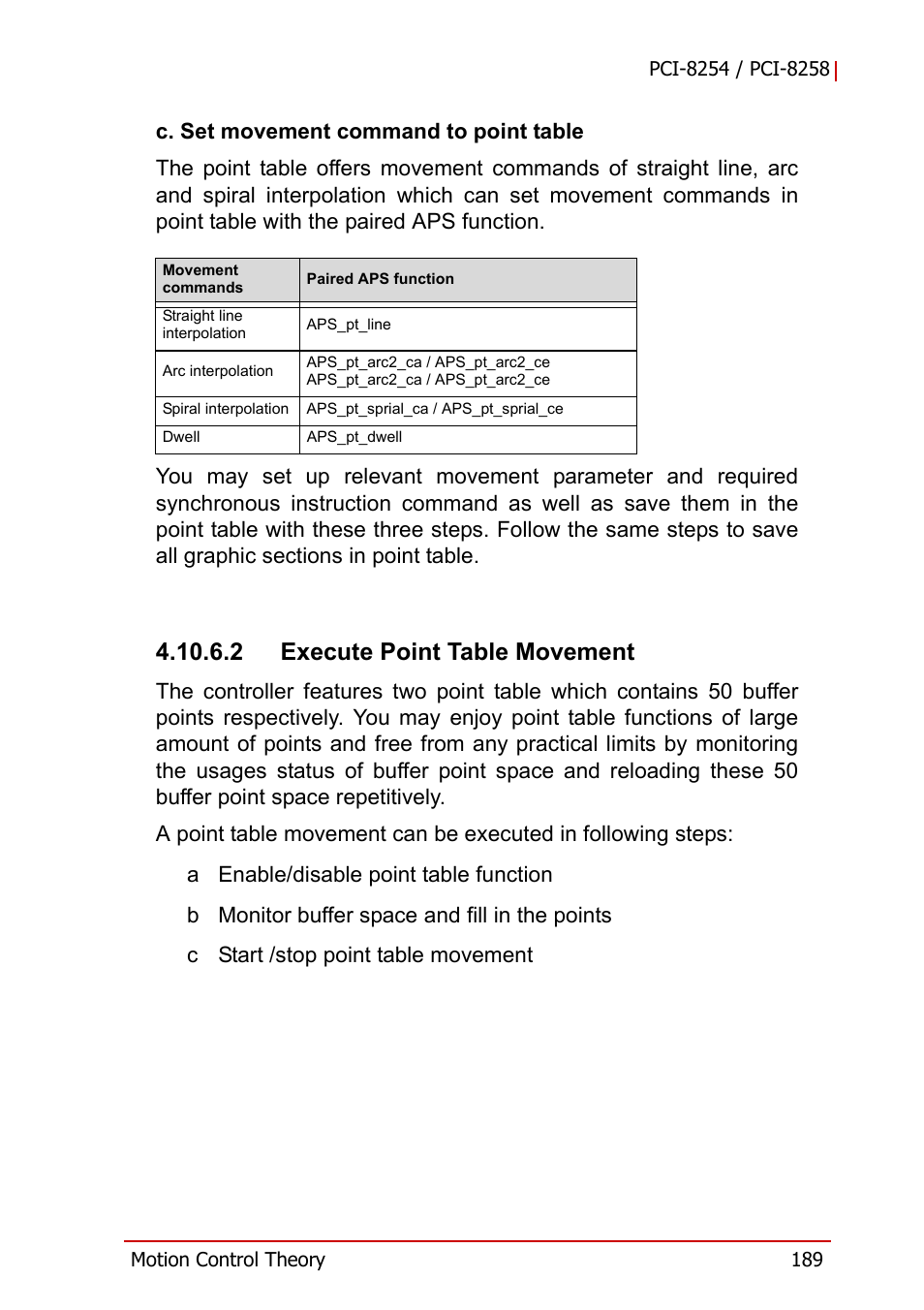 2 execute point table movement | ADLINK PCI-8258 User Manual | Page 203 / 226