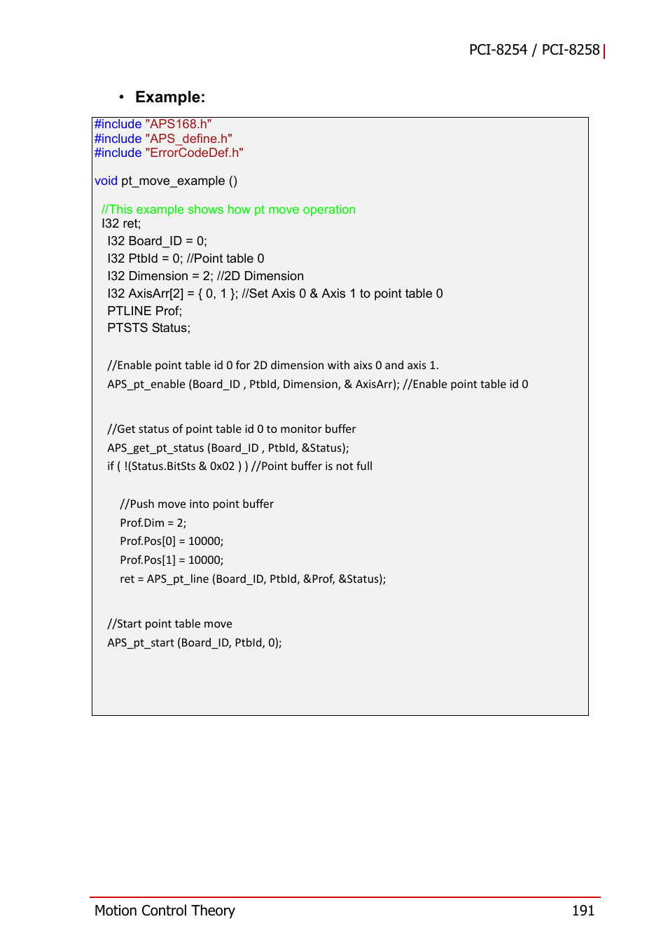 Example | ADLINK PCI-8258 User Manual | Page 205 / 226