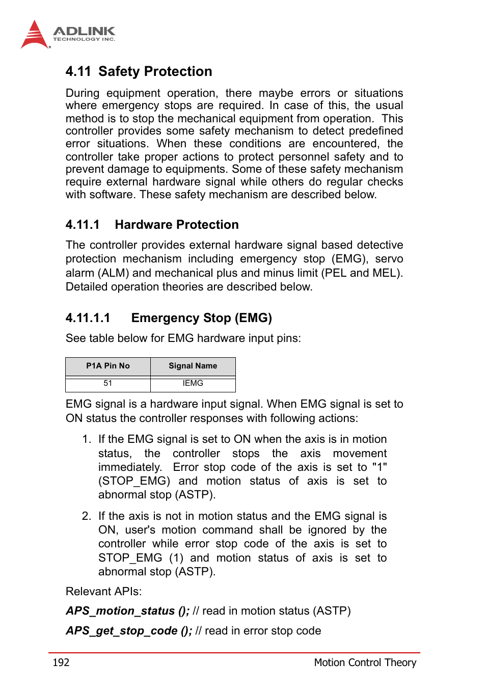 11 safety protection, 1 hardware protection, Hardware protection | ADLINK PCI-8258 User Manual | Page 206 / 226