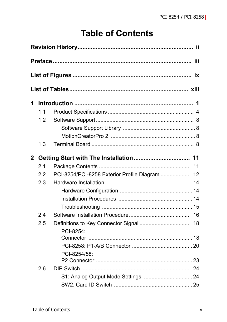 ADLINK PCI-8258 User Manual | Page 5 / 226