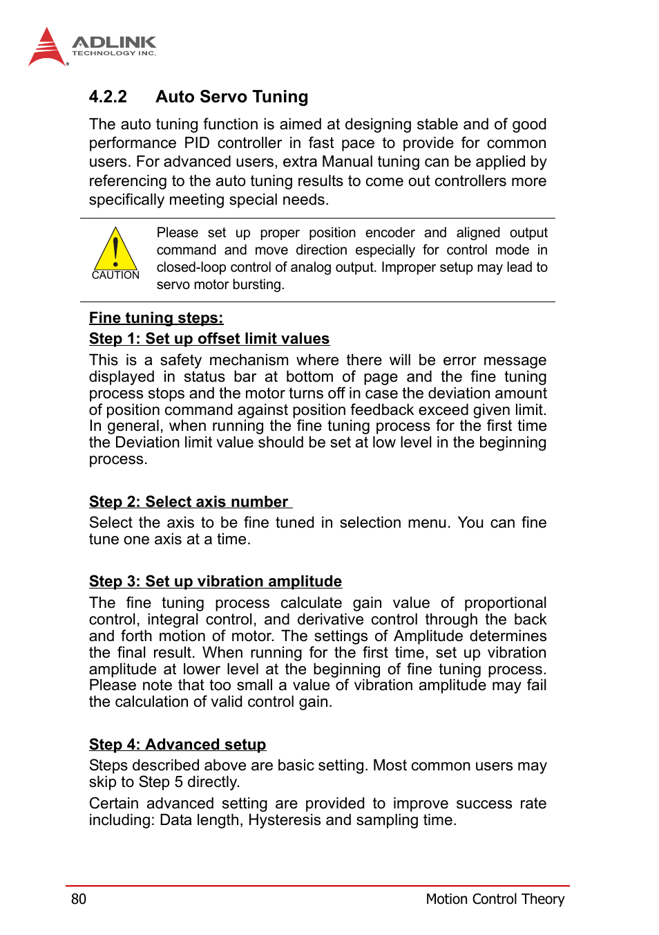 2 auto servo tuning, Auto servo tuning | ADLINK PCI-8258 User Manual | Page 94 / 226