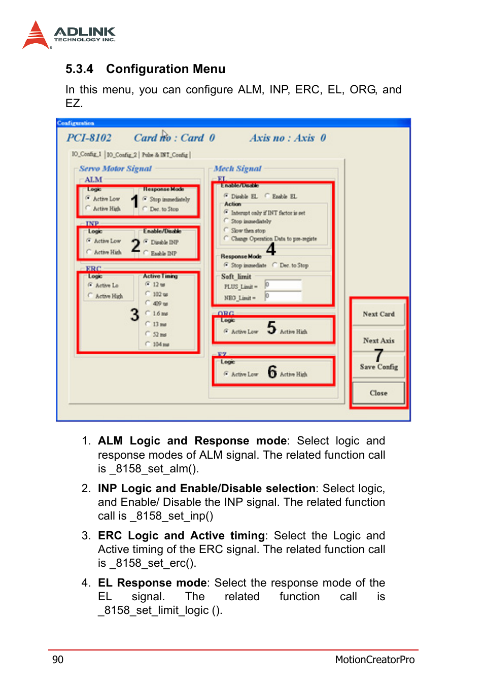 4 configuration menu, Configuration menu | ADLINK PCI-8158 User Manual | Page 100 / 220