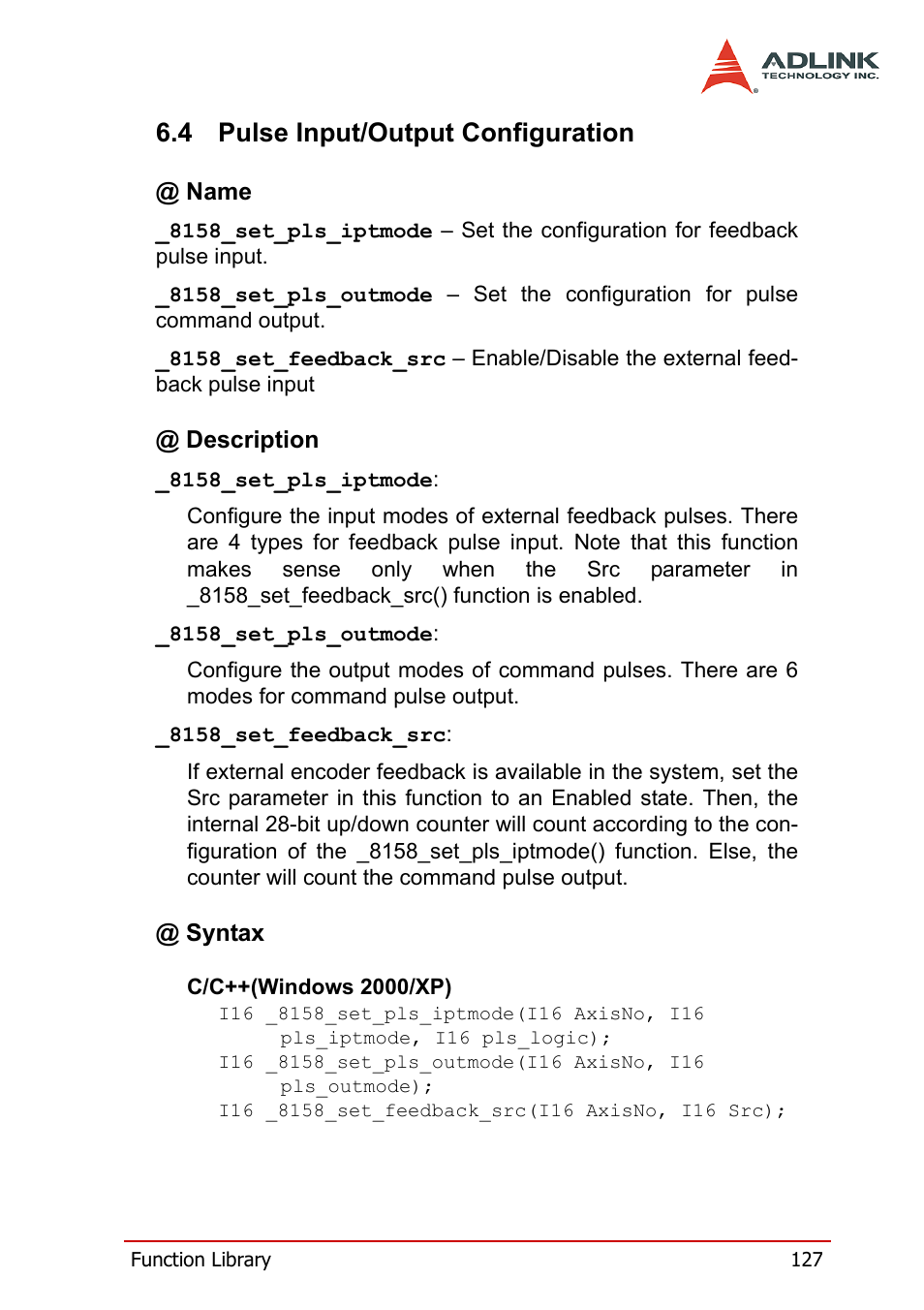 4 pulse input/output configuration, Pulse input/output configuration | ADLINK PCI-8158 User Manual | Page 137 / 220