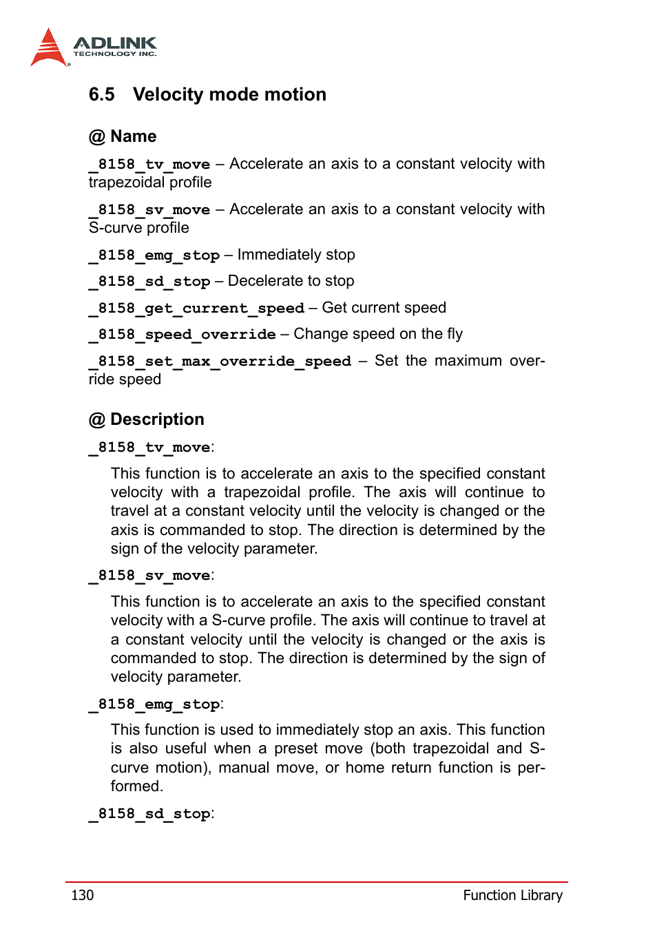 5 velocity mode motion, Velocity mode motion | ADLINK PCI-8158 User Manual | Page 140 / 220