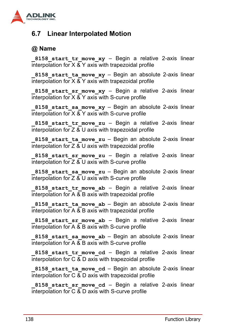 7 linear interpolated motion, Linear interpolated motion | ADLINK PCI-8158 User Manual | Page 148 / 220