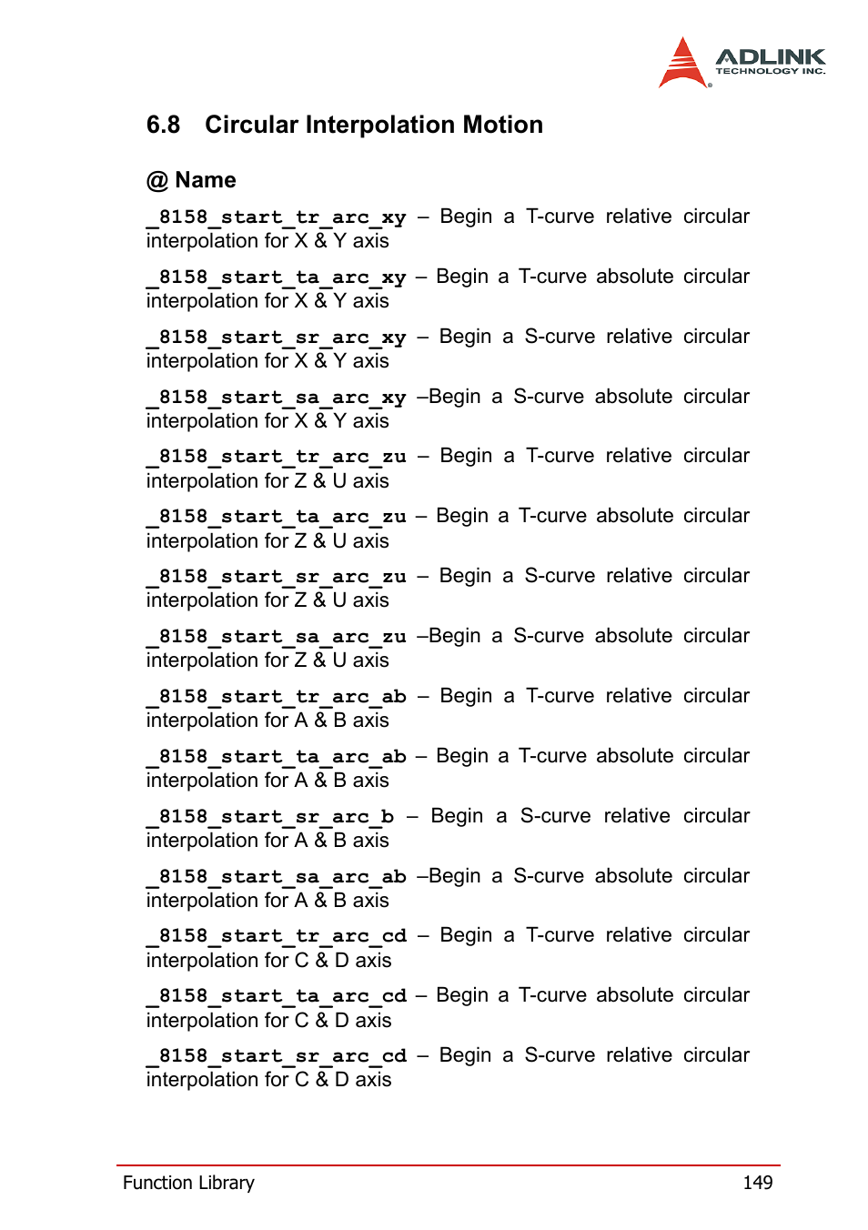 8 circular interpolation motion, Circular interpolation motion | ADLINK PCI-8158 User Manual | Page 159 / 220