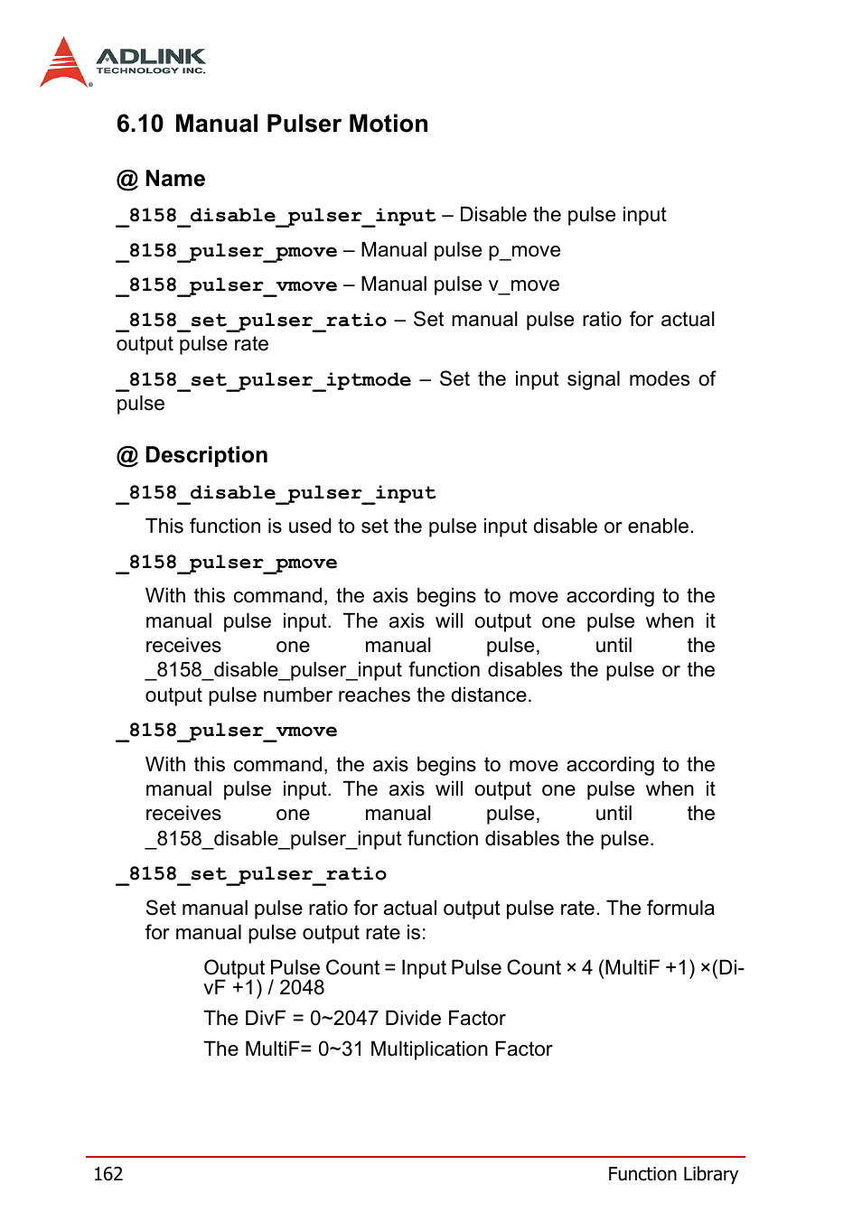 10 manual pulser motion | ADLINK PCI-8158 User Manual | Page 172 / 220