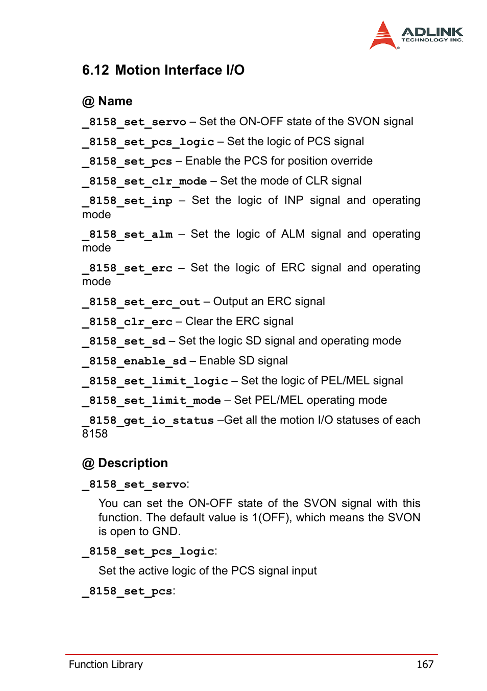 12 motion interface i/o | ADLINK PCI-8158 User Manual | Page 177 / 220