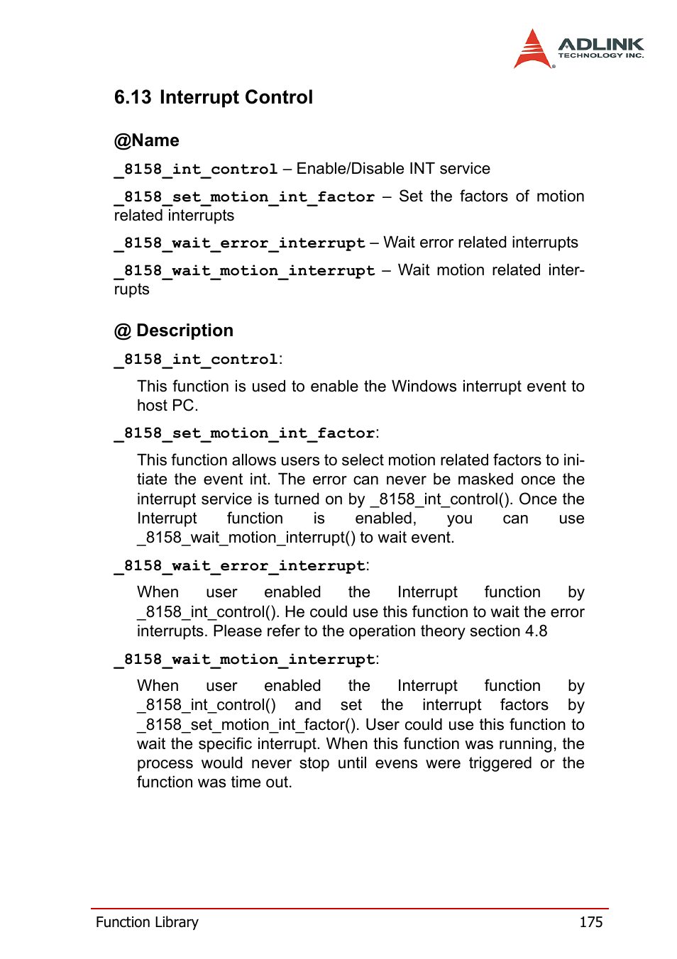 13 interrupt control | ADLINK PCI-8158 User Manual | Page 185 / 220