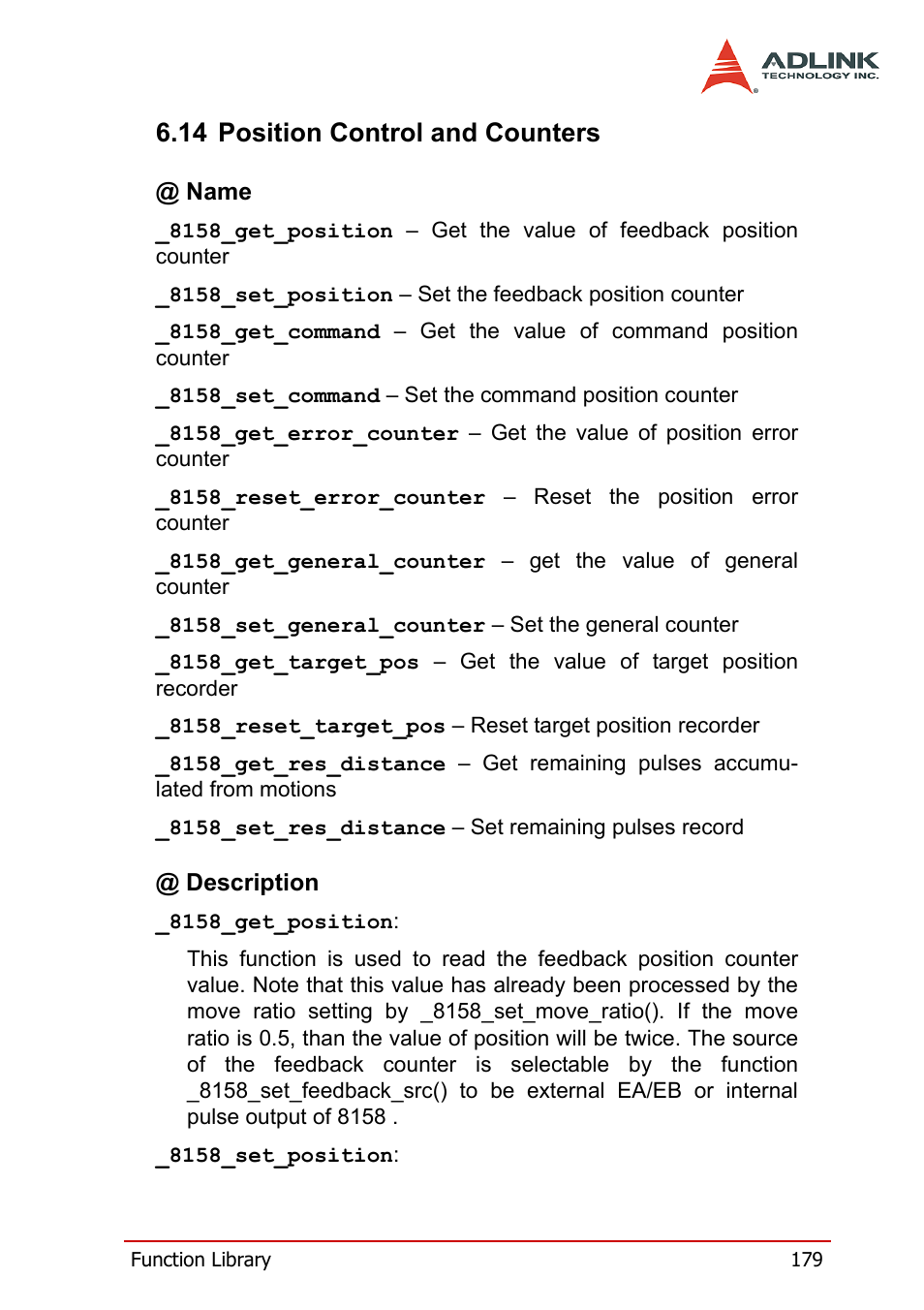 14 position control and counters | ADLINK PCI-8158 User Manual | Page 189 / 220