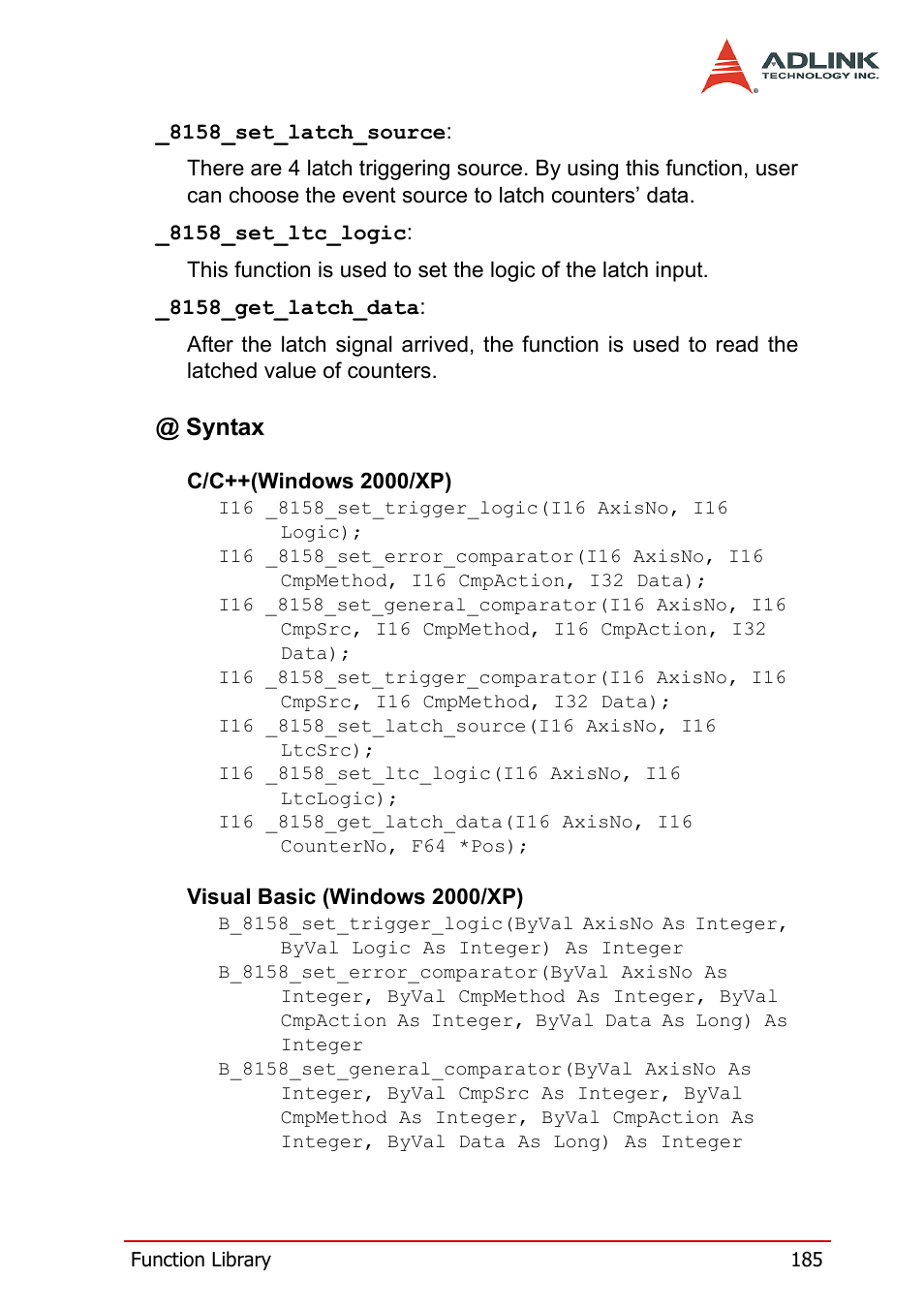 ADLINK PCI-8158 User Manual | Page 195 / 220