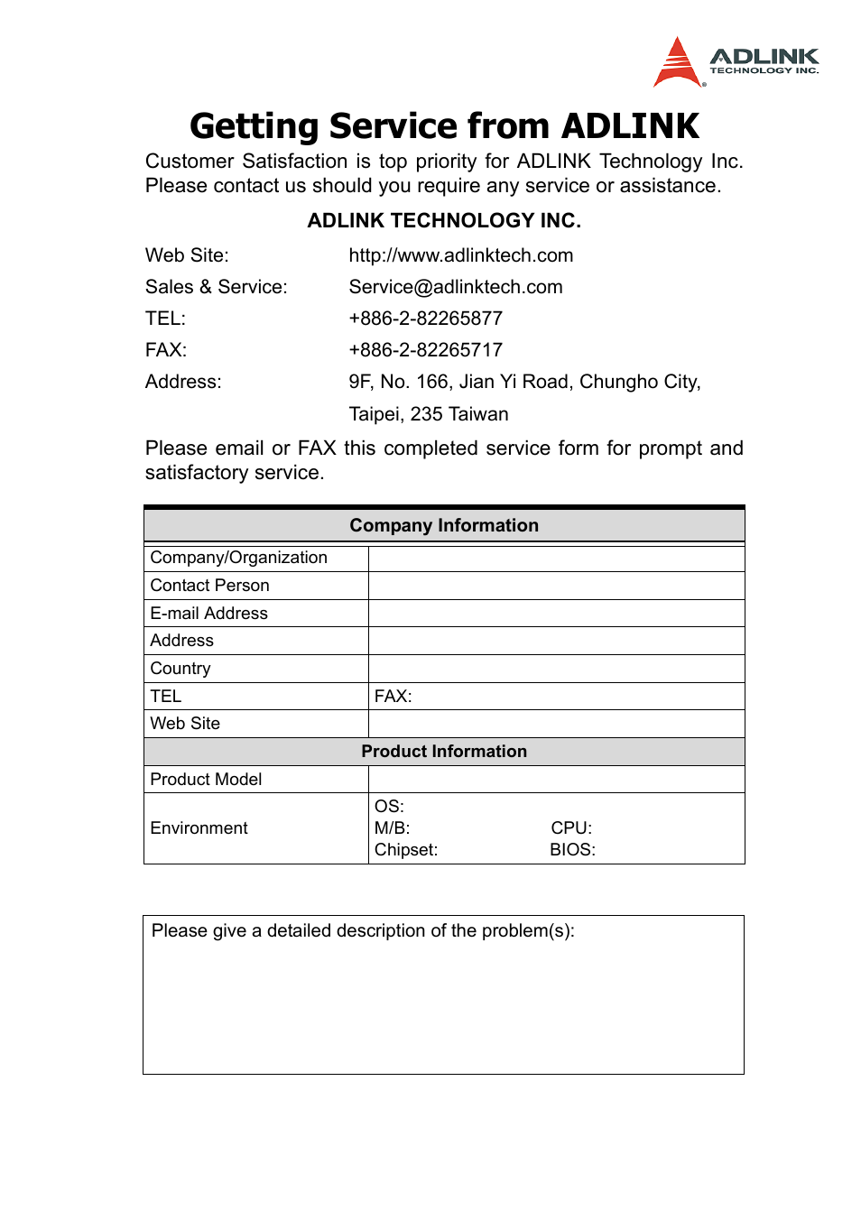 Getting service from adlink | ADLINK PCI-8158 User Manual | Page 3 / 220