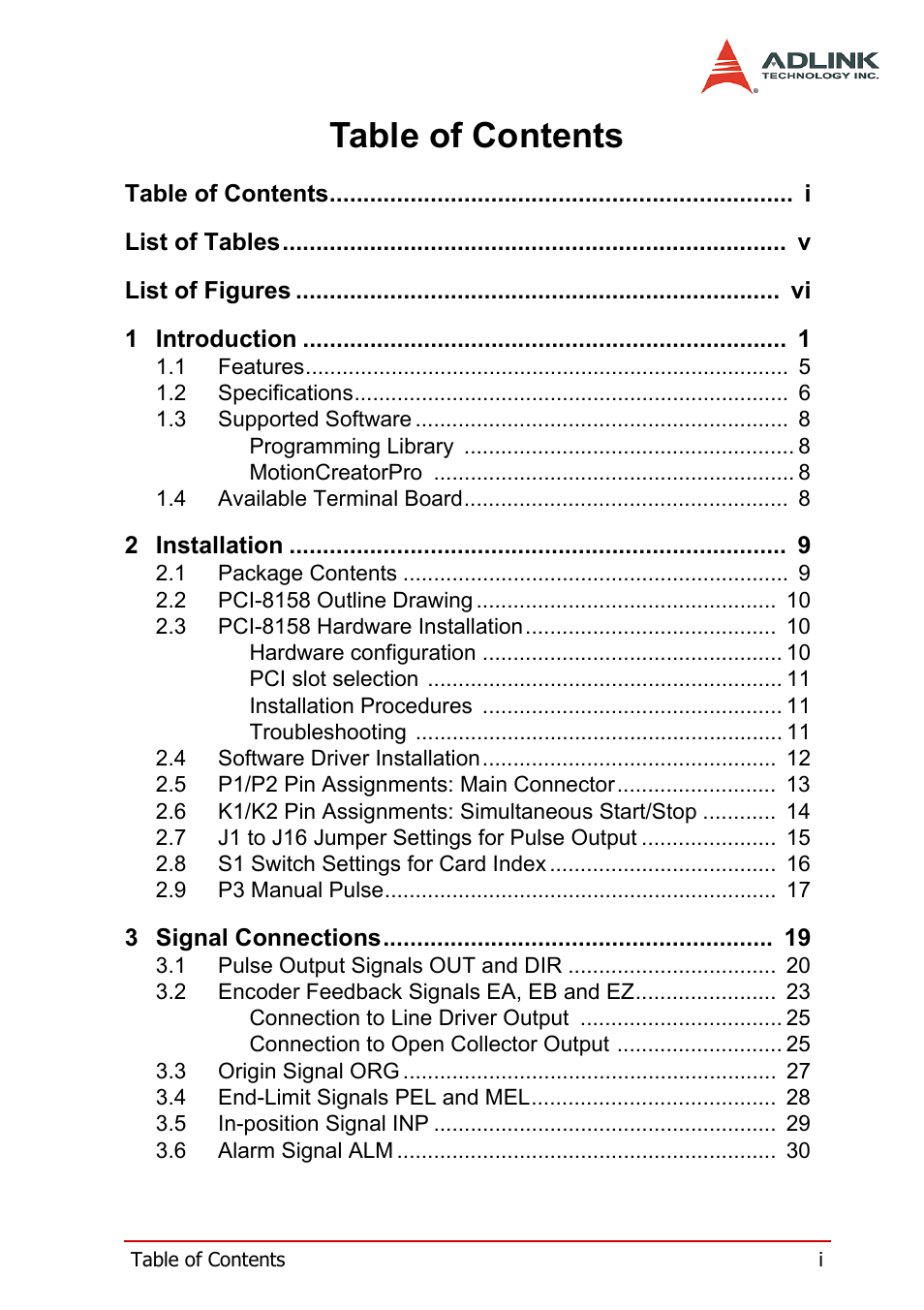 ADLINK PCI-8158 User Manual | Page 5 / 220