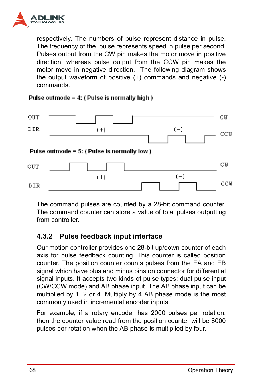 2 pulse feedback input interface, Pulse feedback input interface | ADLINK PCI-8158 User Manual | Page 78 / 220