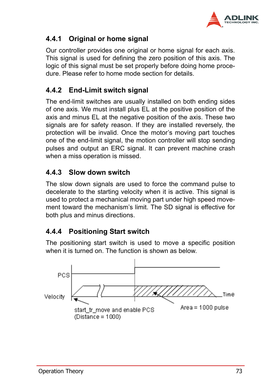 1 original or home signal, 2 end-limit switch signal, 3 slow down switch | 4 positioning start switch | ADLINK PCI-8158 User Manual | Page 83 / 220