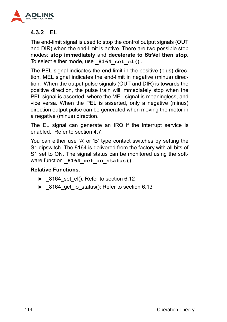 2 el | ADLINK PCI-8164 User Manual | Page 126 / 310