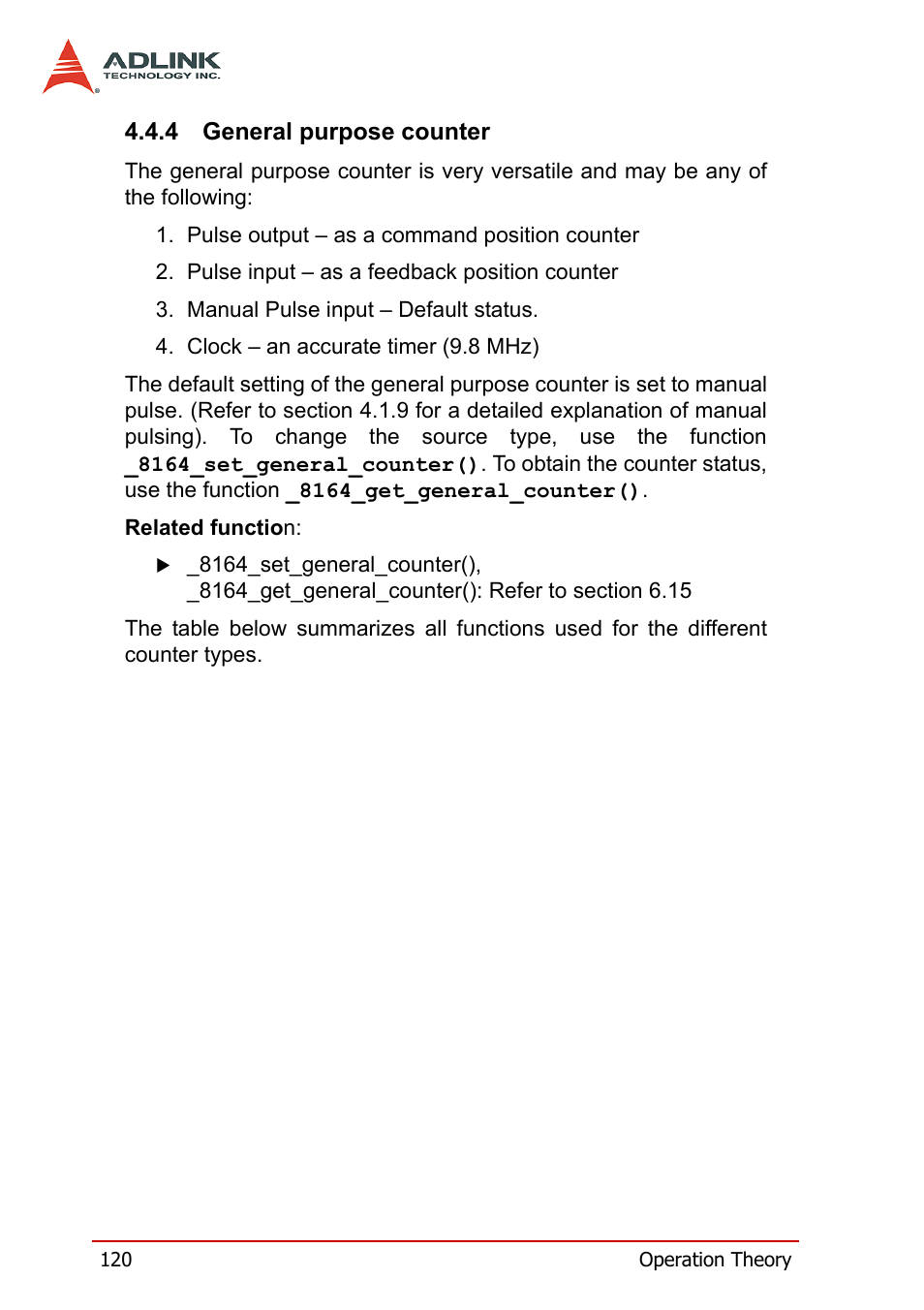 4 general purpose counter, General purpose counter | ADLINK PCI-8164 User Manual | Page 132 / 310