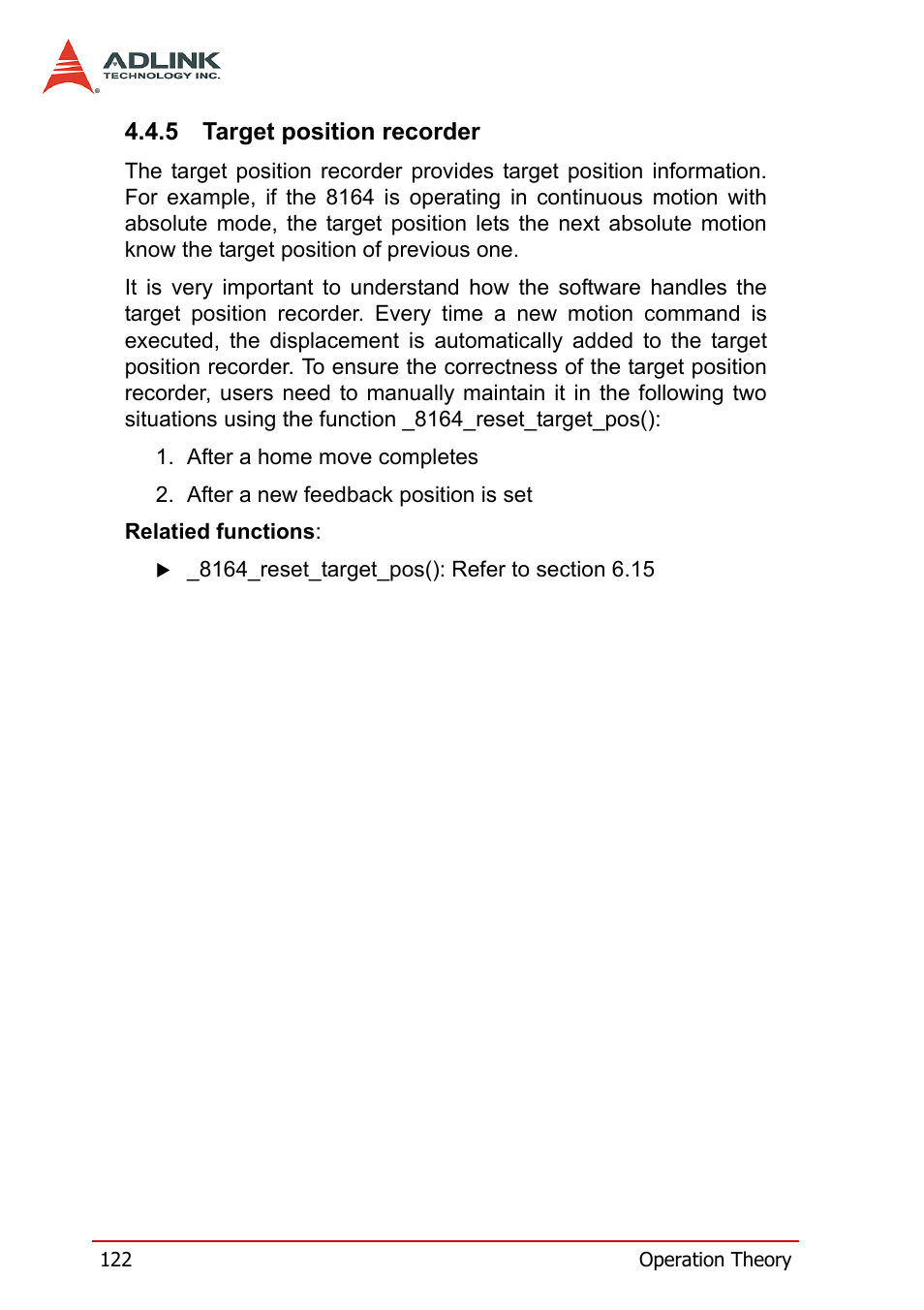 5 target position recorder, Target position recorder | ADLINK PCI-8164 User Manual | Page 134 / 310