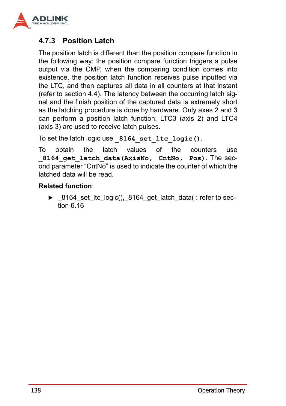 3 position latch, Position latch | ADLINK PCI-8164 User Manual | Page 150 / 310