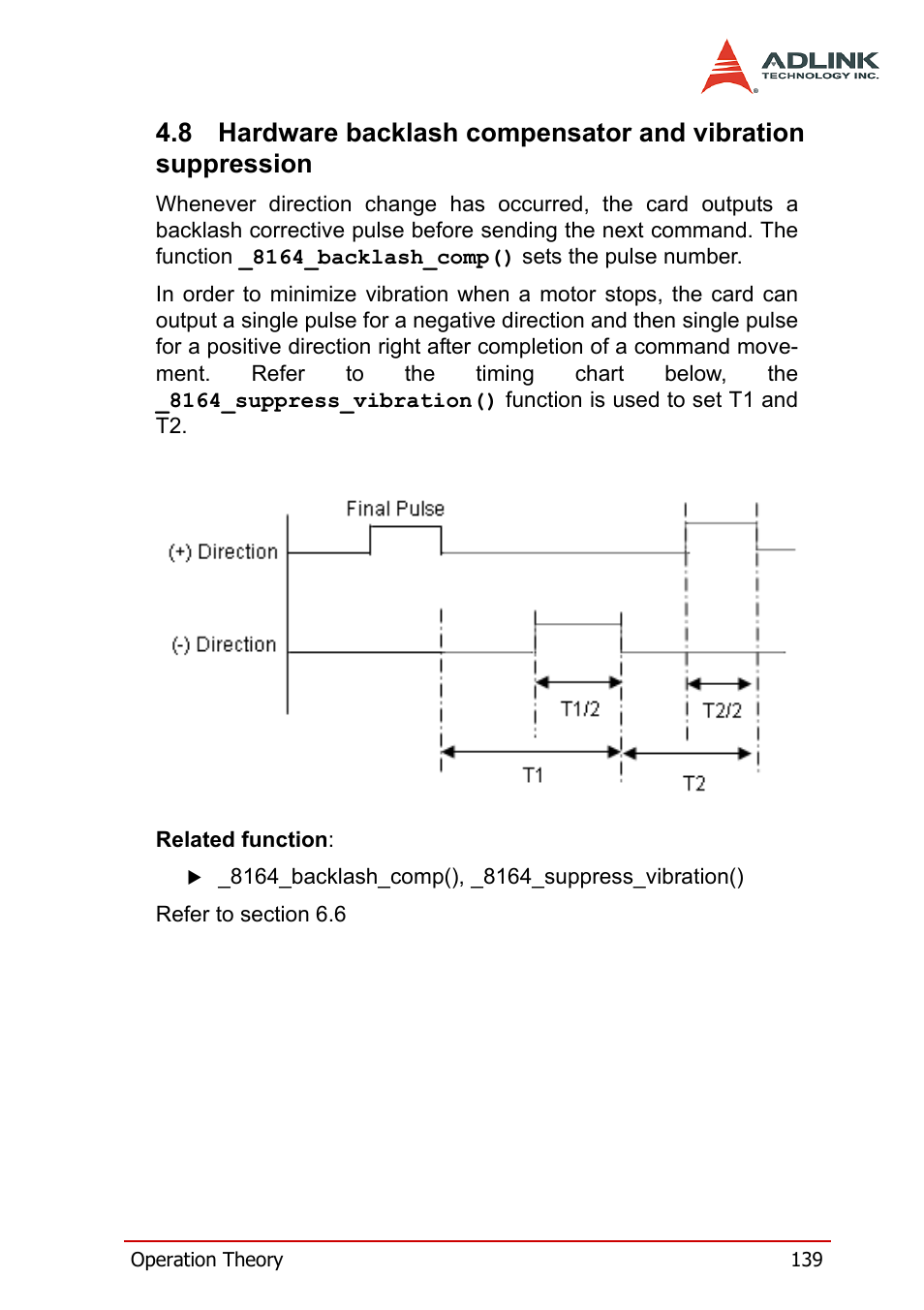 Hardware backlash compensator and, Vibration suppression | ADLINK PCI-8164 User Manual | Page 151 / 310