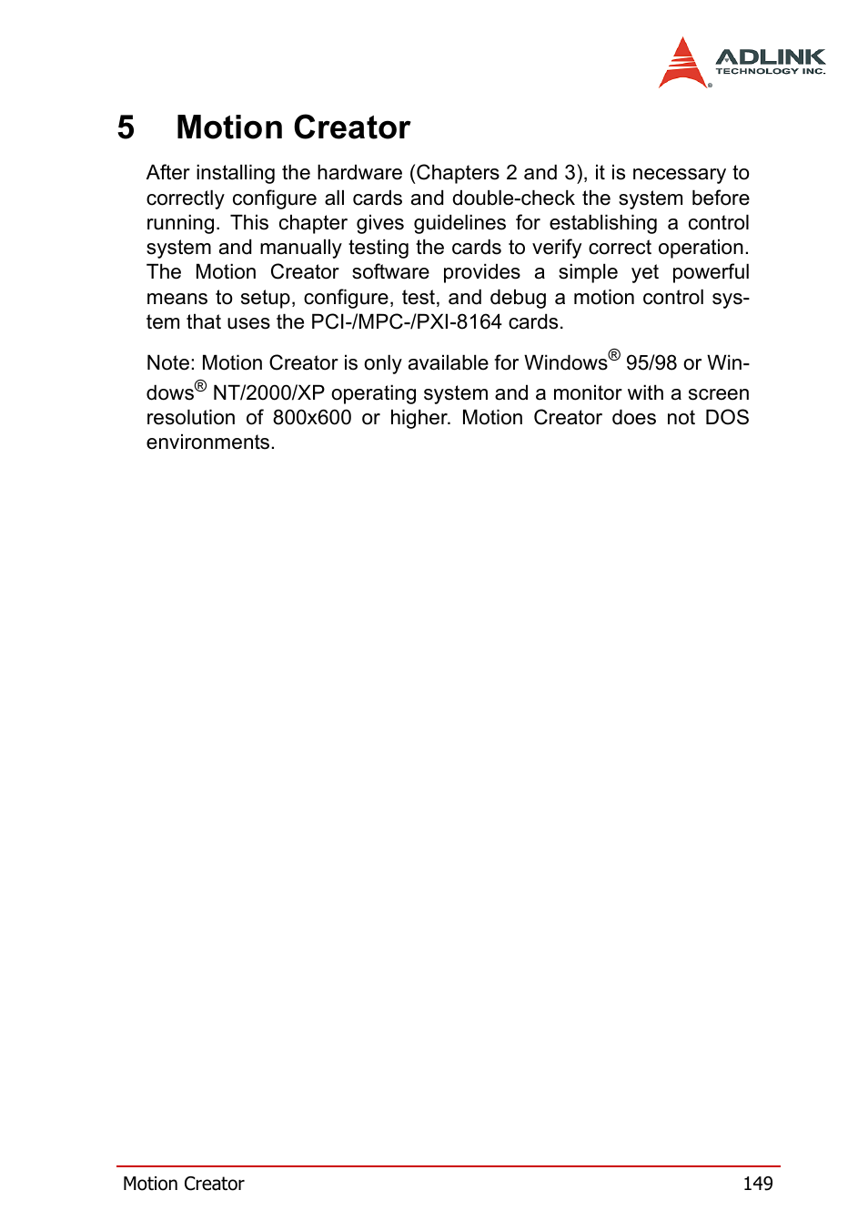 5 motion creator, 5motion creator | ADLINK PCI-8164 User Manual | Page 161 / 310