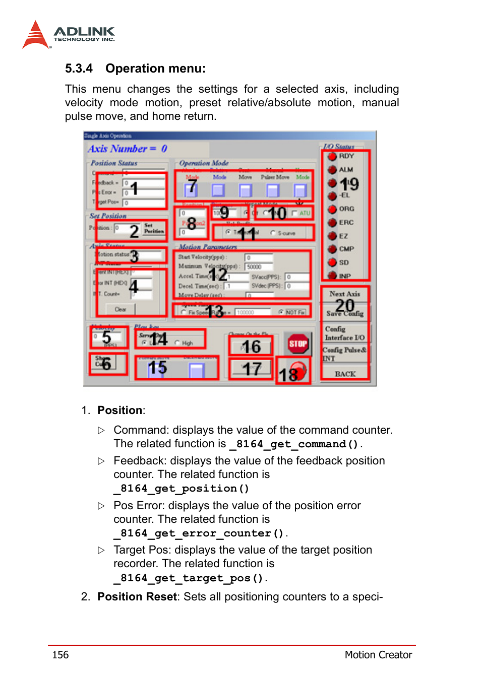 4 operation menu, Operation menu | ADLINK PCI-8164 User Manual | Page 168 / 310