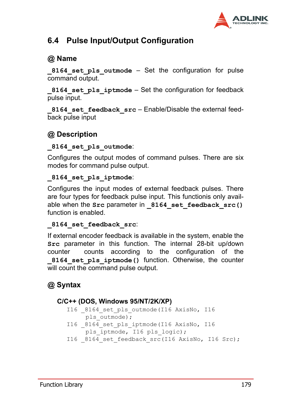 4 pulse input/output configuration, Pulse input/output configuration | ADLINK PCI-8164 User Manual | Page 191 / 310