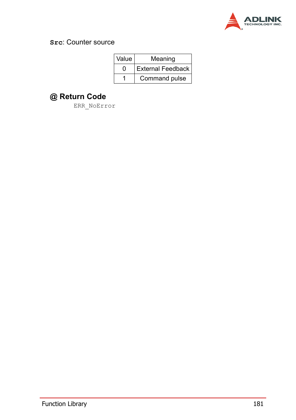 Return code | ADLINK PCI-8164 User Manual | Page 193 / 310