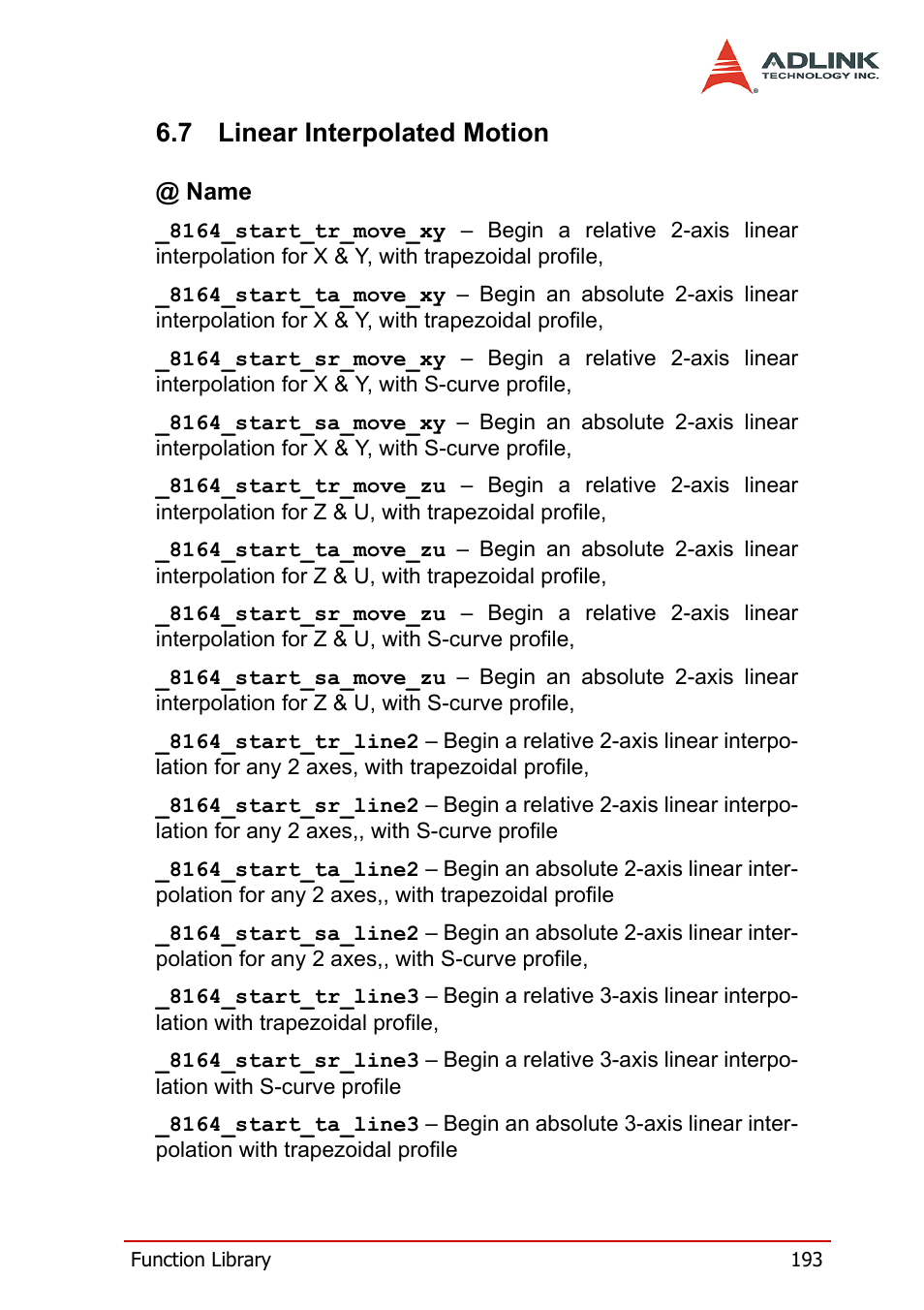 7 linear interpolated motion, Linear interpolated motion | ADLINK PCI-8164 User Manual | Page 205 / 310