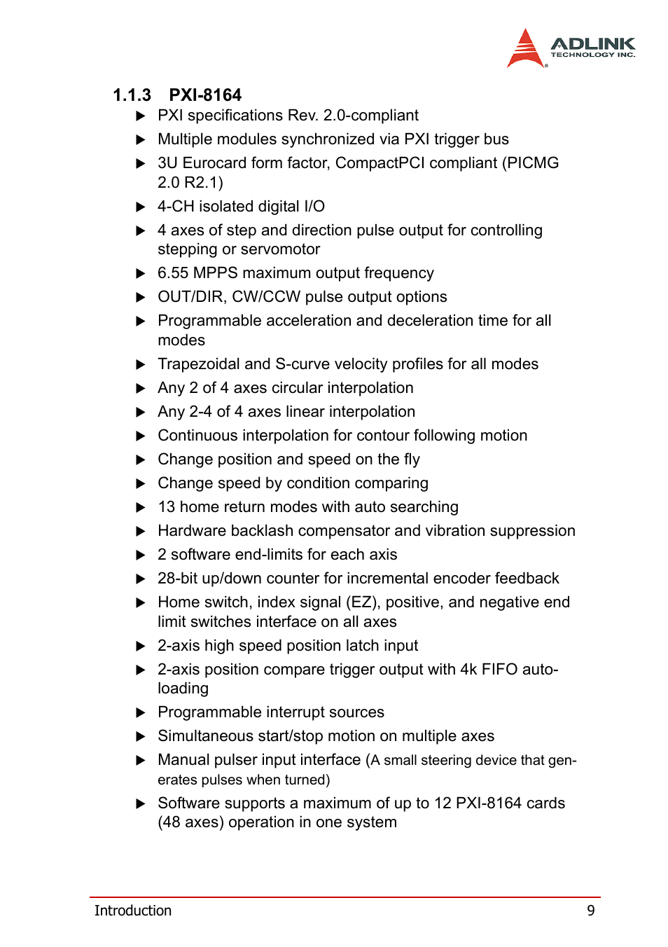 3 pxi-8164, Pxi-8164 | ADLINK PCI-8164 User Manual | Page 21 / 310