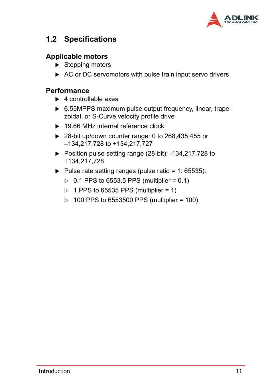 2 specifications, Specifications | ADLINK PCI-8164 User Manual | Page 23 / 310