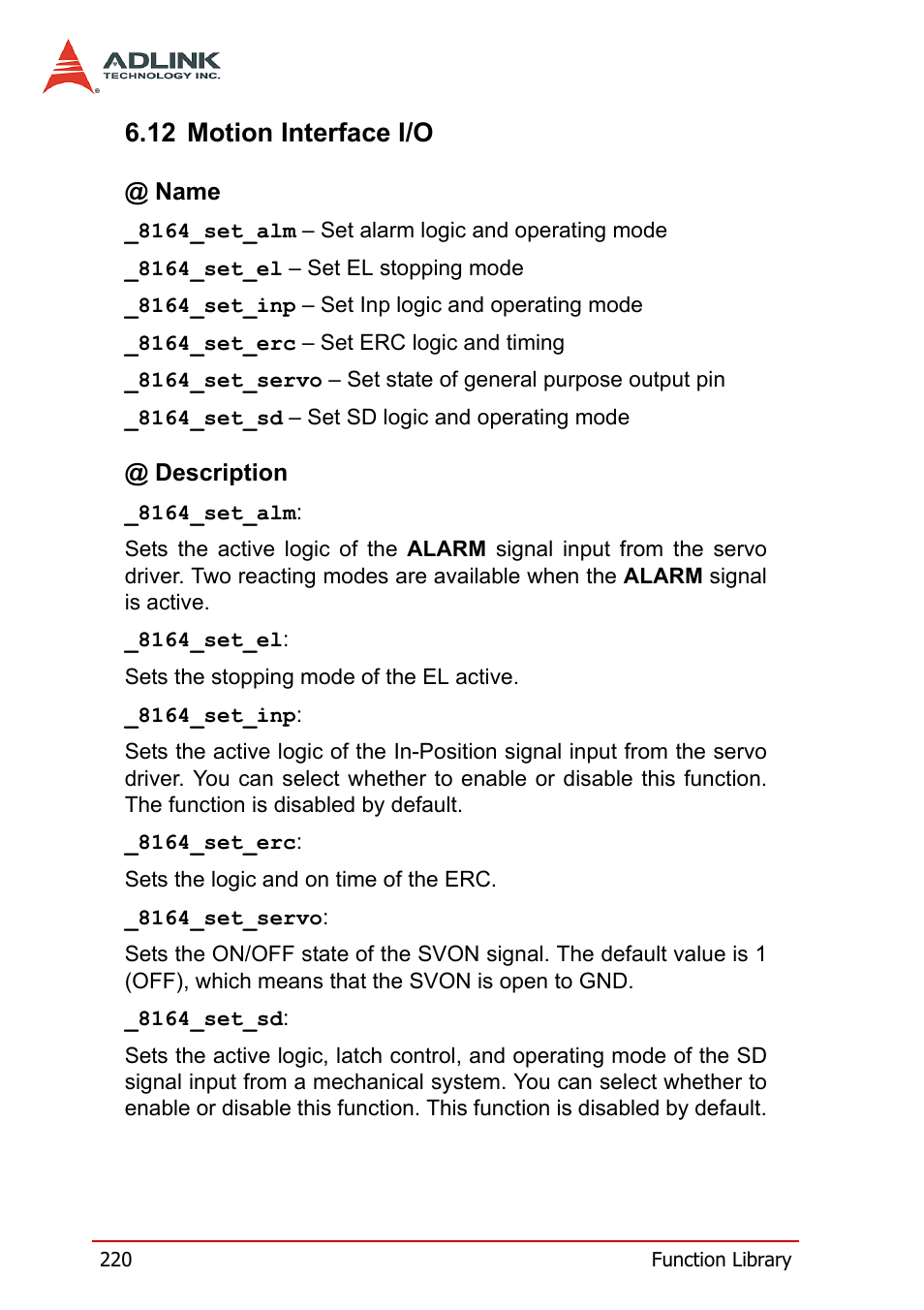12 motion interface i/o | ADLINK PCI-8164 User Manual | Page 232 / 310