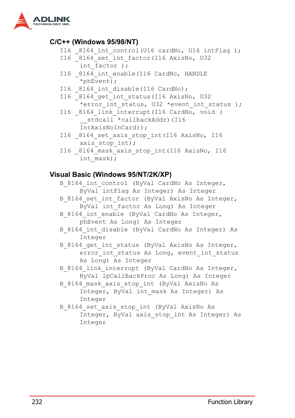 ADLINK PCI-8164 User Manual | Page 244 / 310