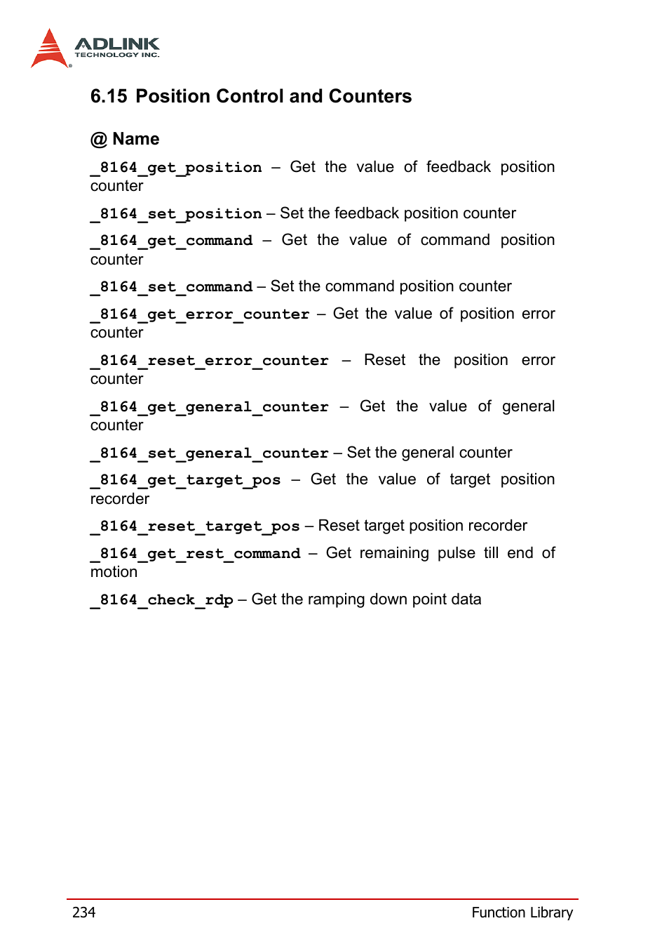 15 position control and counters | ADLINK PCI-8164 User Manual | Page 246 / 310