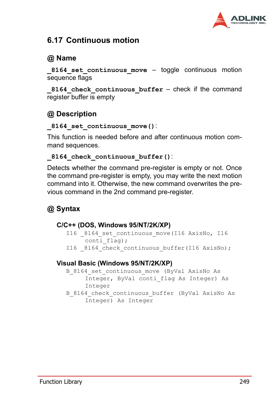 17 continuous motion | ADLINK PCI-8164 User Manual | Page 261 / 310