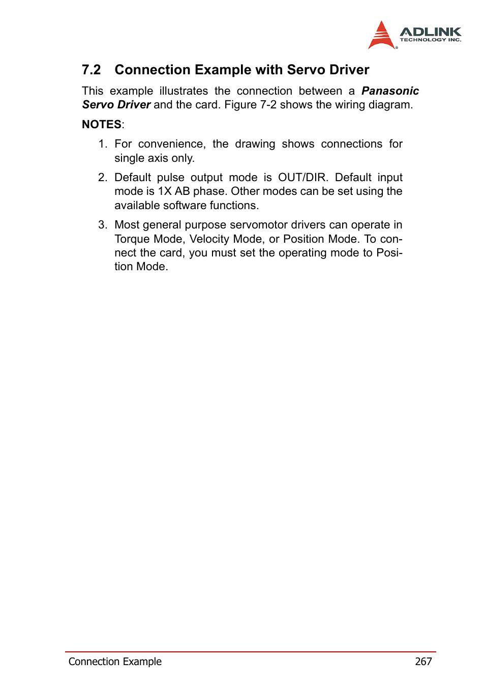 2 connection example with servo driver, Connection example with servo driver | ADLINK PCI-8164 User Manual | Page 279 / 310